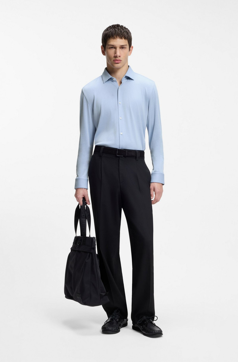 HUGO MELANGE SLIM-FIT SHIRT IN COTTON-BLEND JERSEY outlook