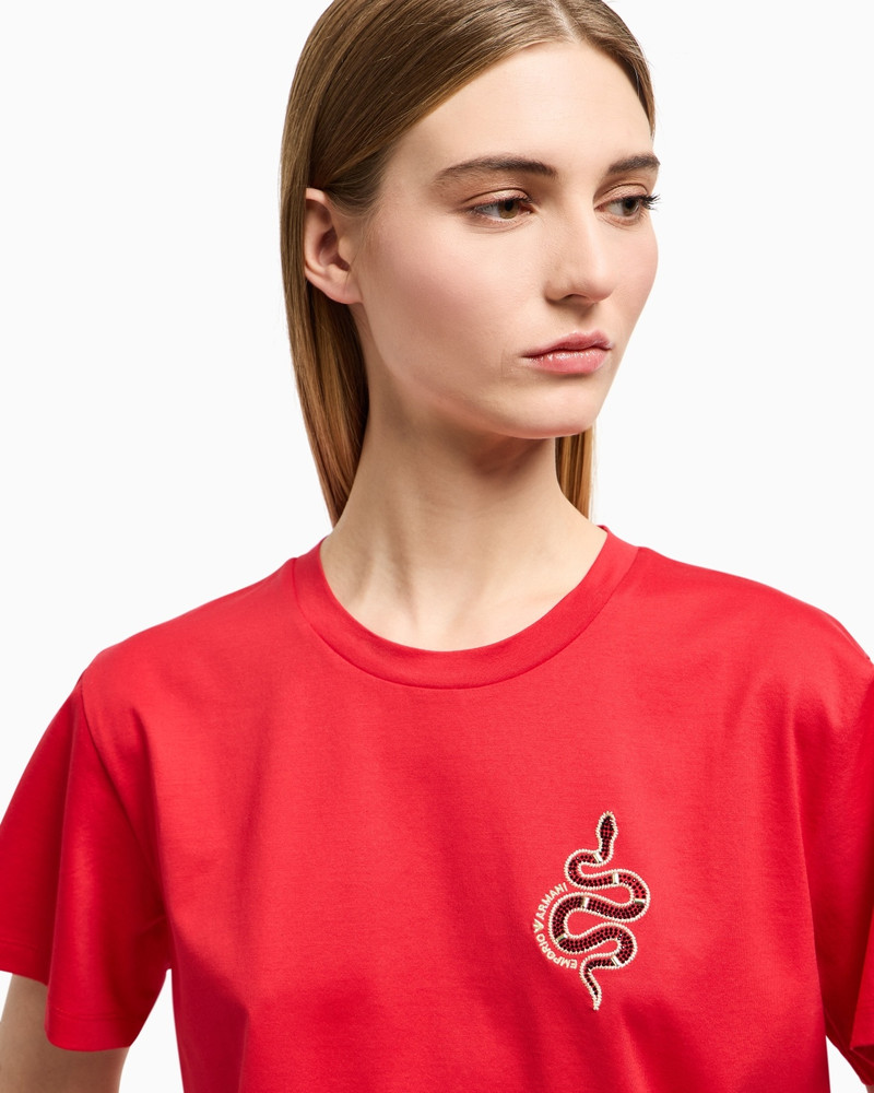 MERCERISED JERSEY T-SHIRT WITH LUNAR NEW YEAR EMBROIDERY 5