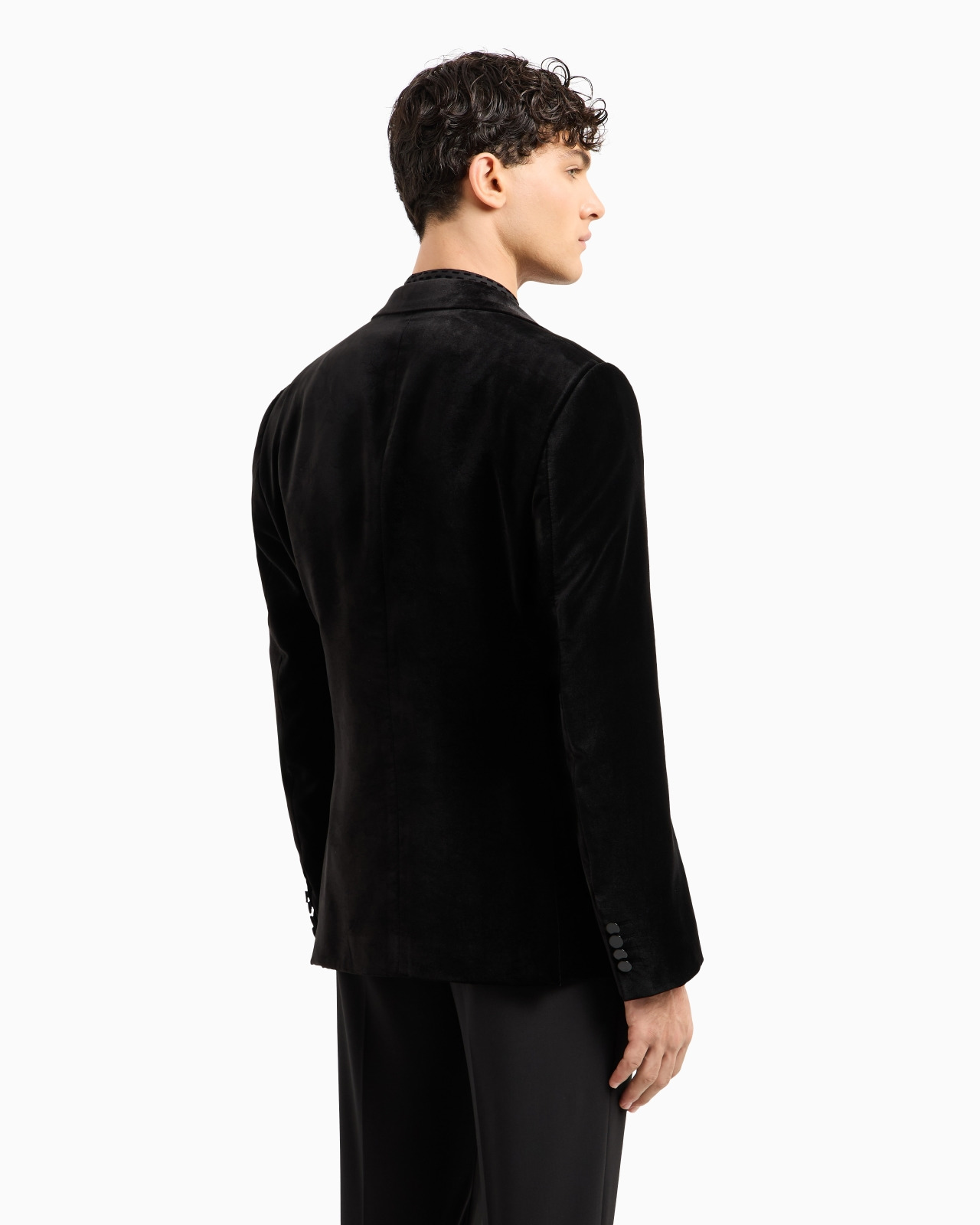 VELVET TUXEDO JACKET WITH ALL-OVER PRINTED MOTIF - 3