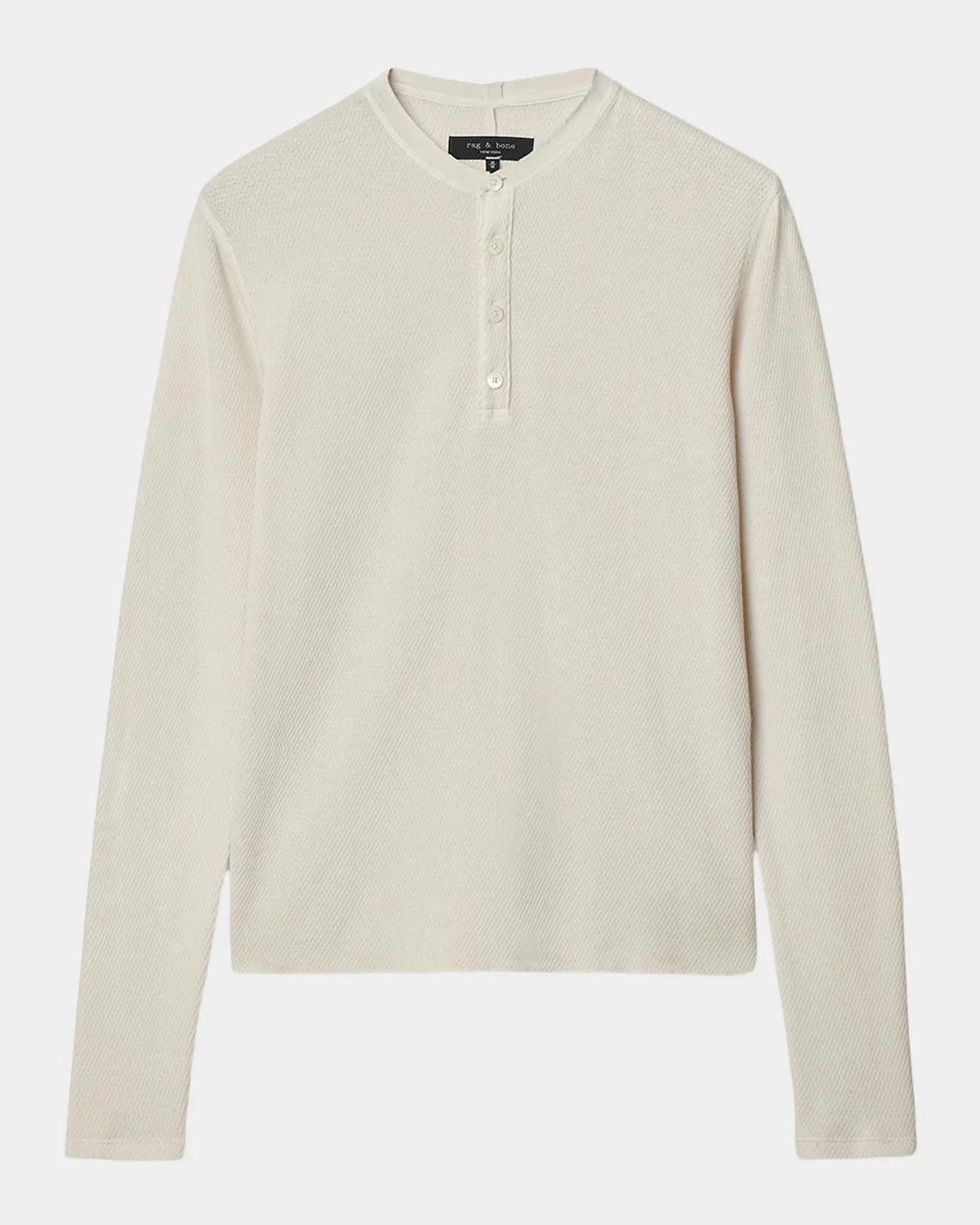 Waffle-Knit Cotton Henley - 1