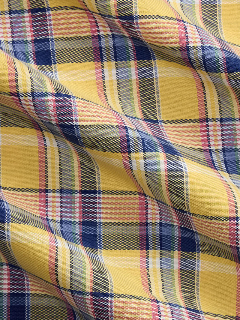 Men's Classic Plaid Cotton Oxford Shirt - Yellow Pink Multi 7