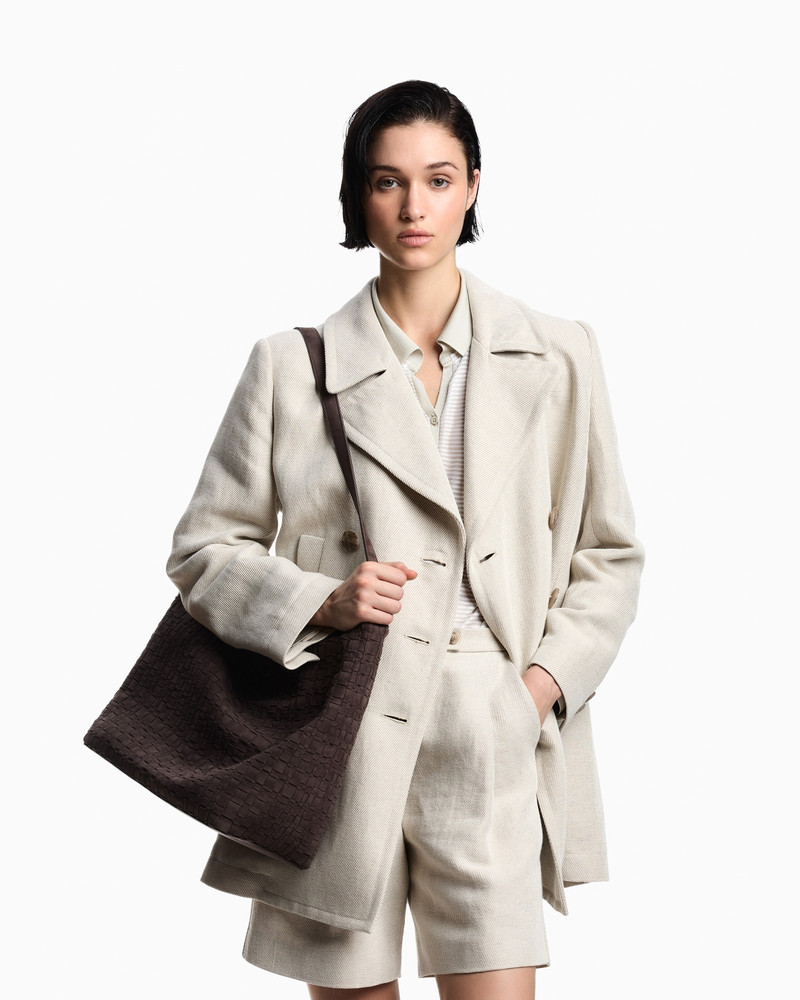 DOUBLE-BREASTED PEA COAT IN LINEN BLEND CAVALRY TWILL 3