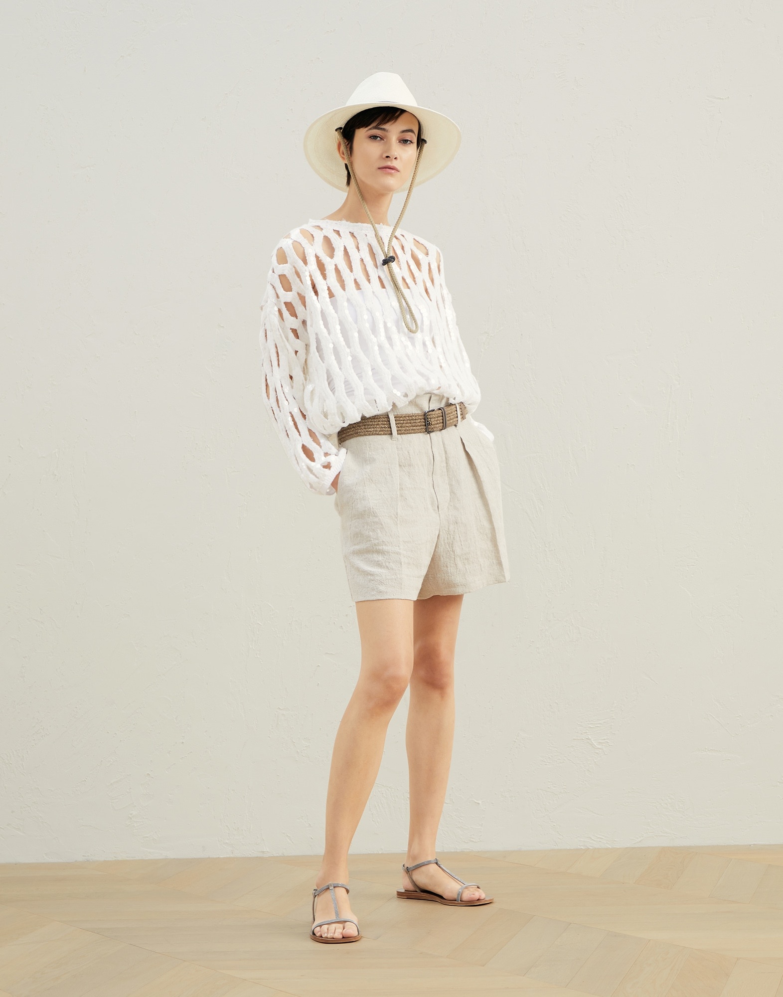 Dazzling mesh sweater in linen and silk - 5