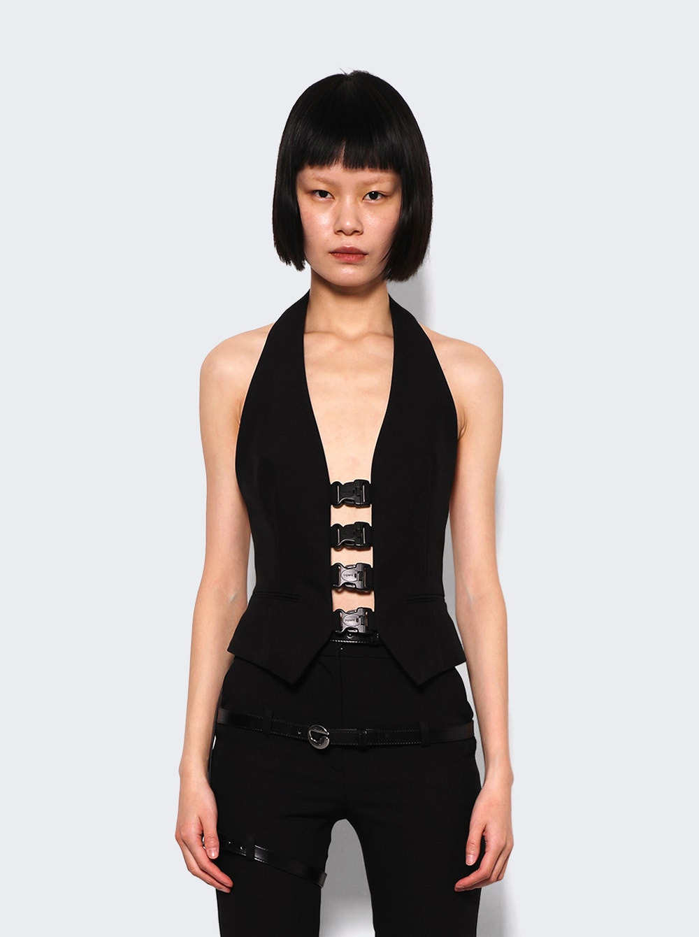 Multi Buckle Waistcoat Black - 2