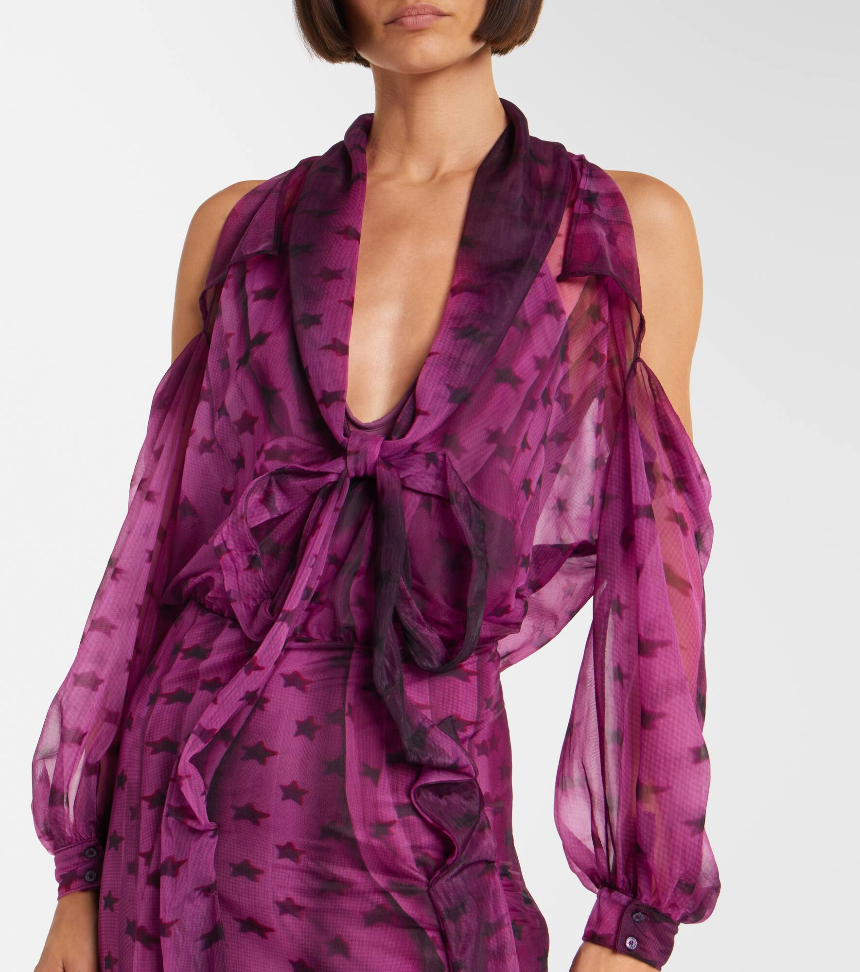 Printed sheer halterneck midi dress - 6