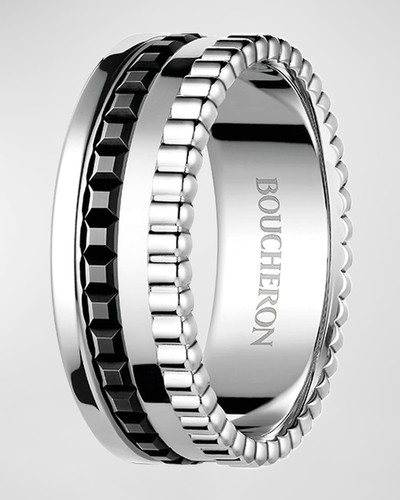 Boucheron Quatre 18K White Gold Black Edition Small Band Ring outlook