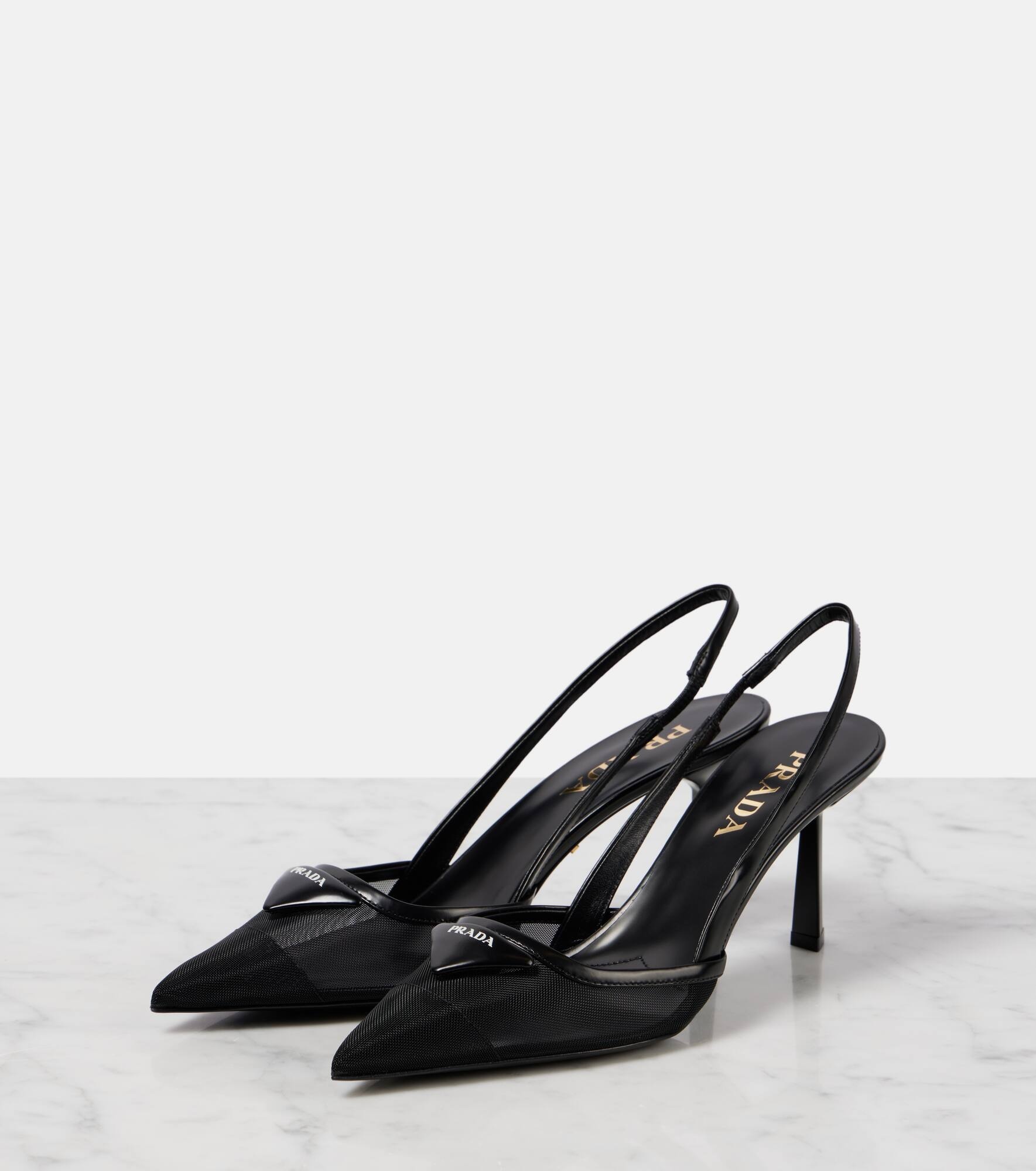 75 logo leather-trimmed slingback pumps - 4