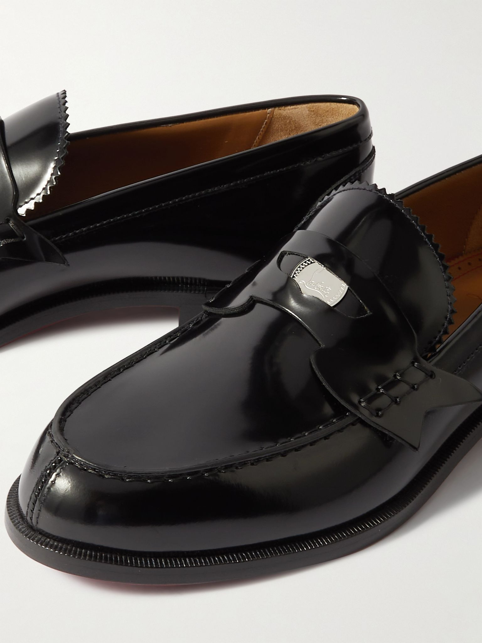 Patent-Leather Penny Loafers Black - 6