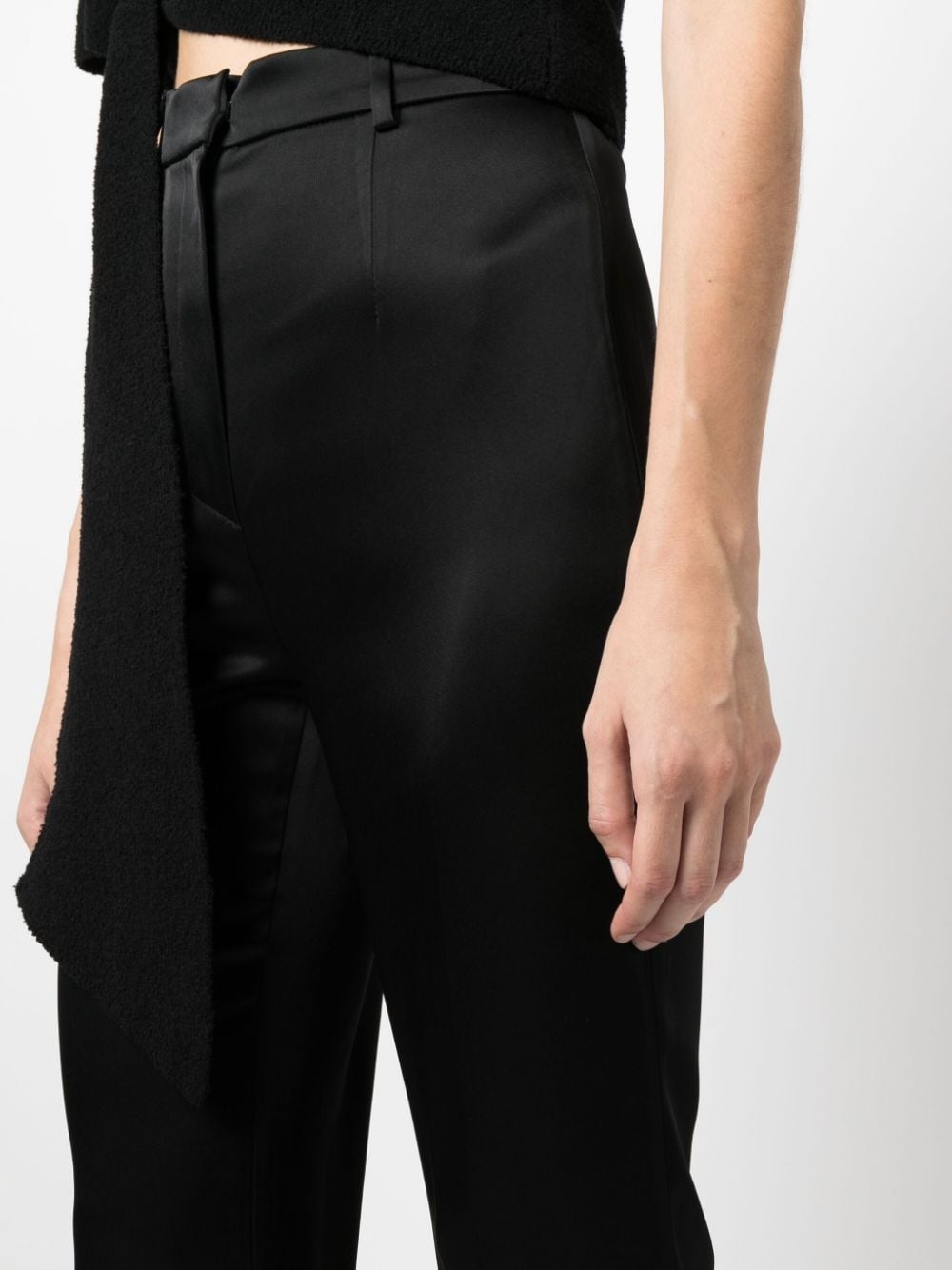 high-waisted satin trousers - 5