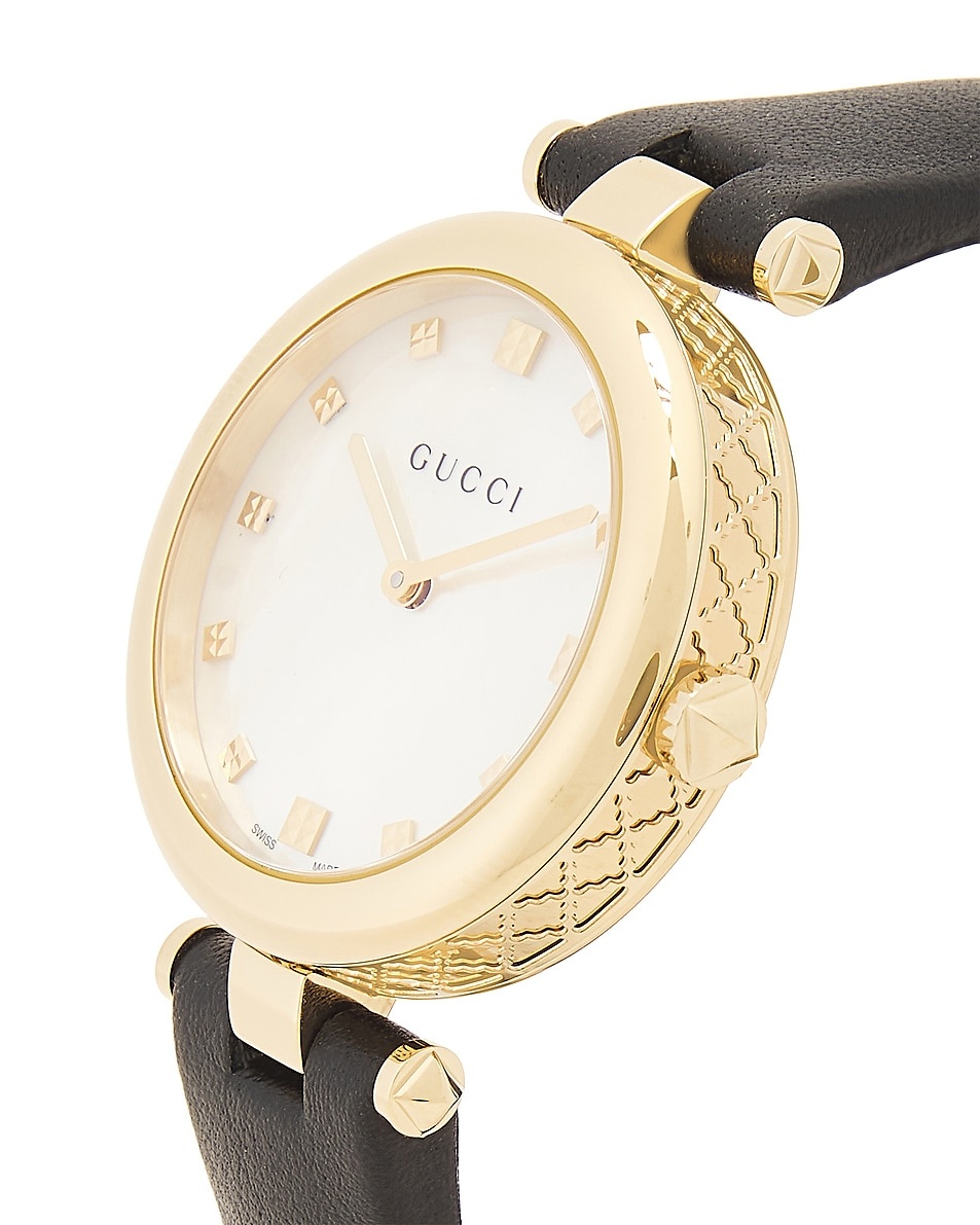 White Mother Of Pearl Dial Leather Strap Watch - 3