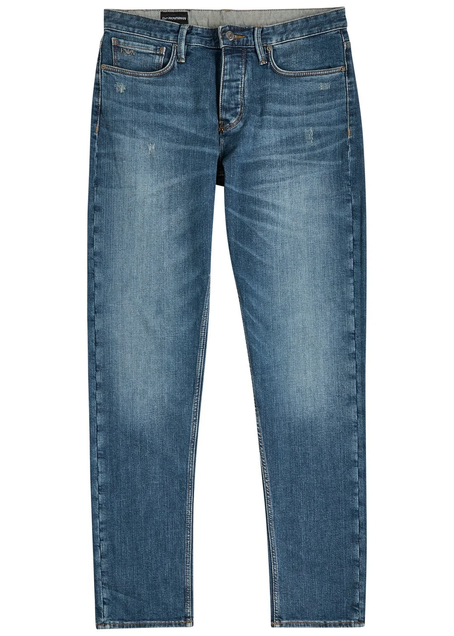 Emporio Armani Distressed Slim-leg Jeans - 1