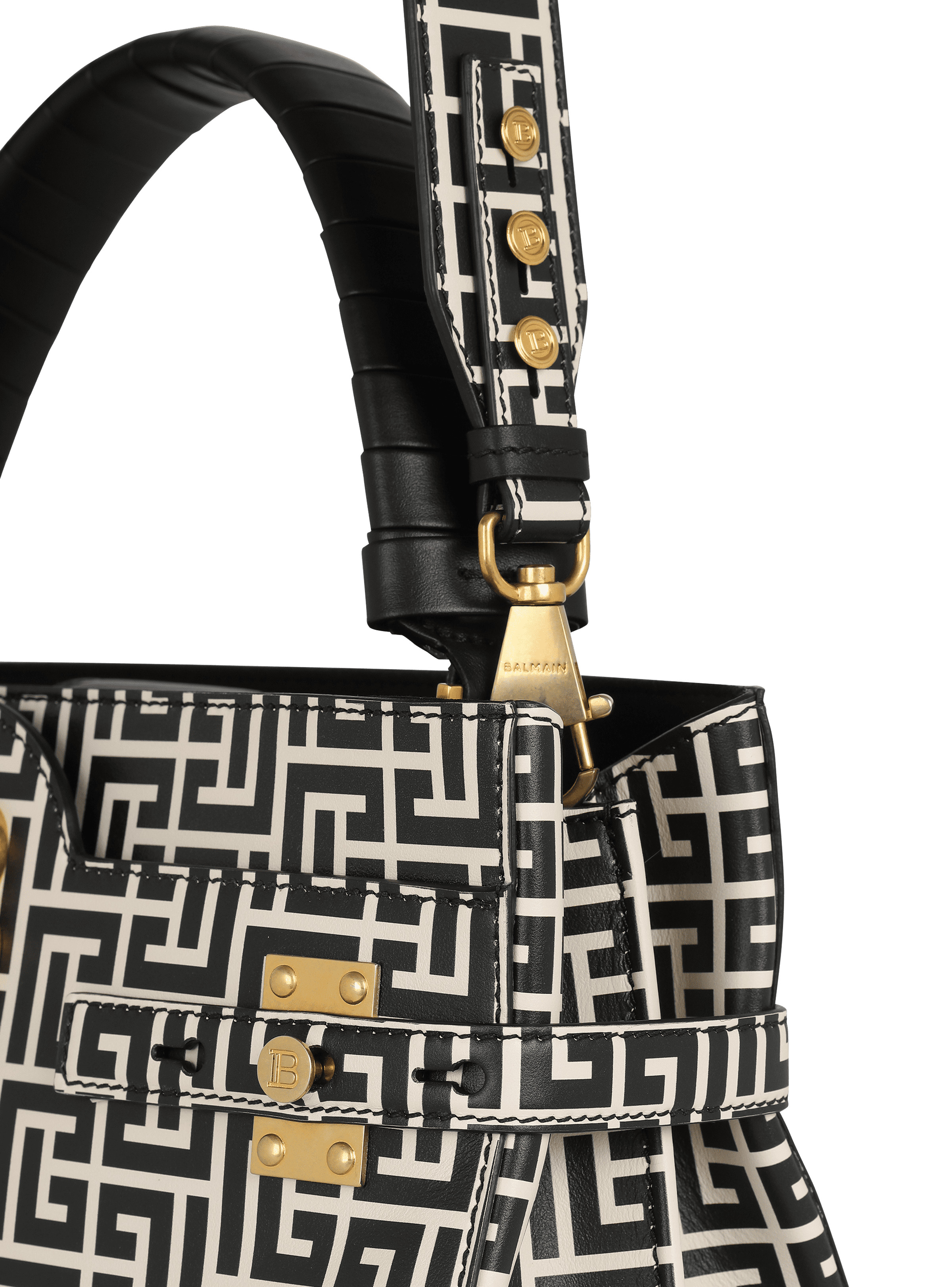 Bicolor print leather B-Buzz Top Handle bag - 6