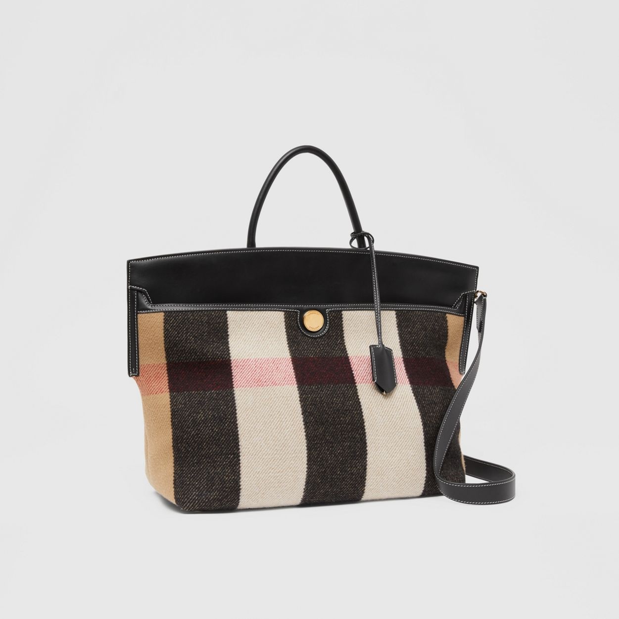 Check Merino Wool Cashmere Society Top Handle Bag - 7