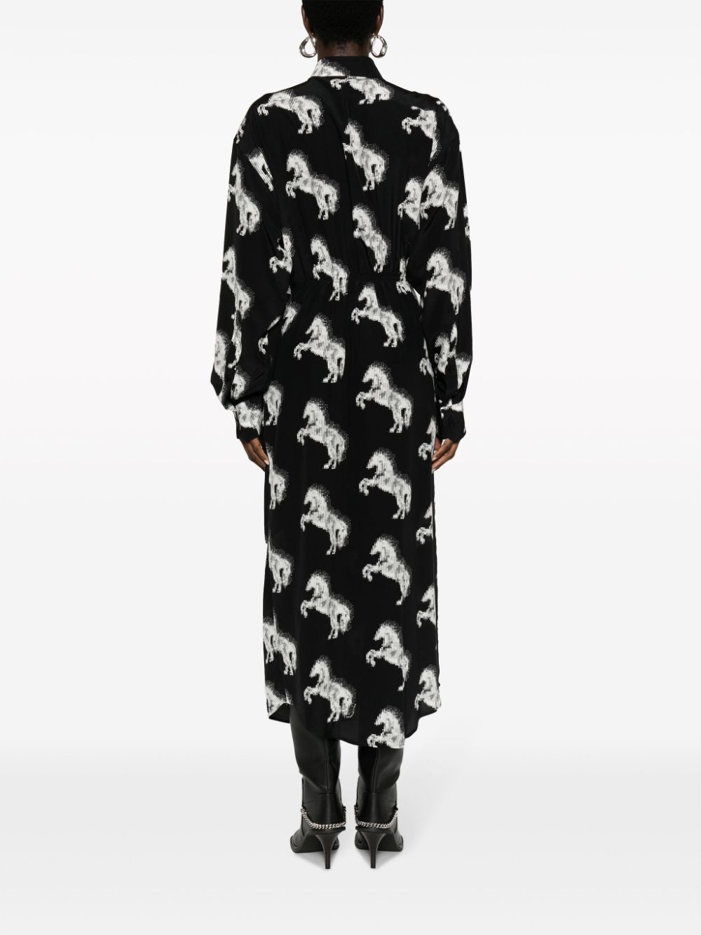 Pixel Horse-print silk midi dress - 4