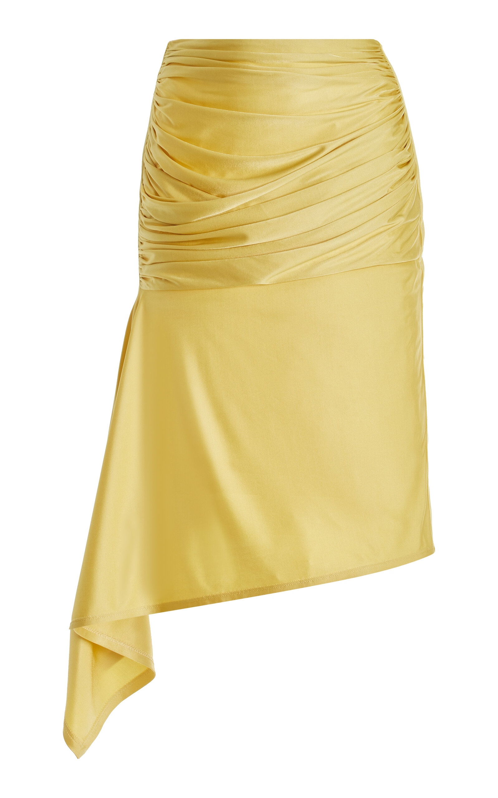 Draped Satin Midi Skirt yellow - 1