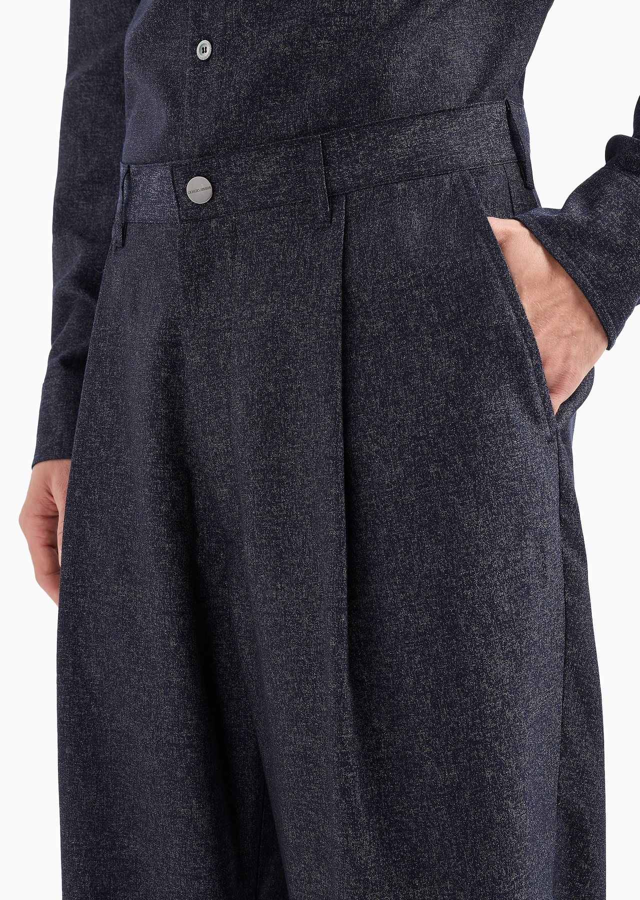 Denim Collection single-pleat trousers in virgin wool, viscose and silk - 5