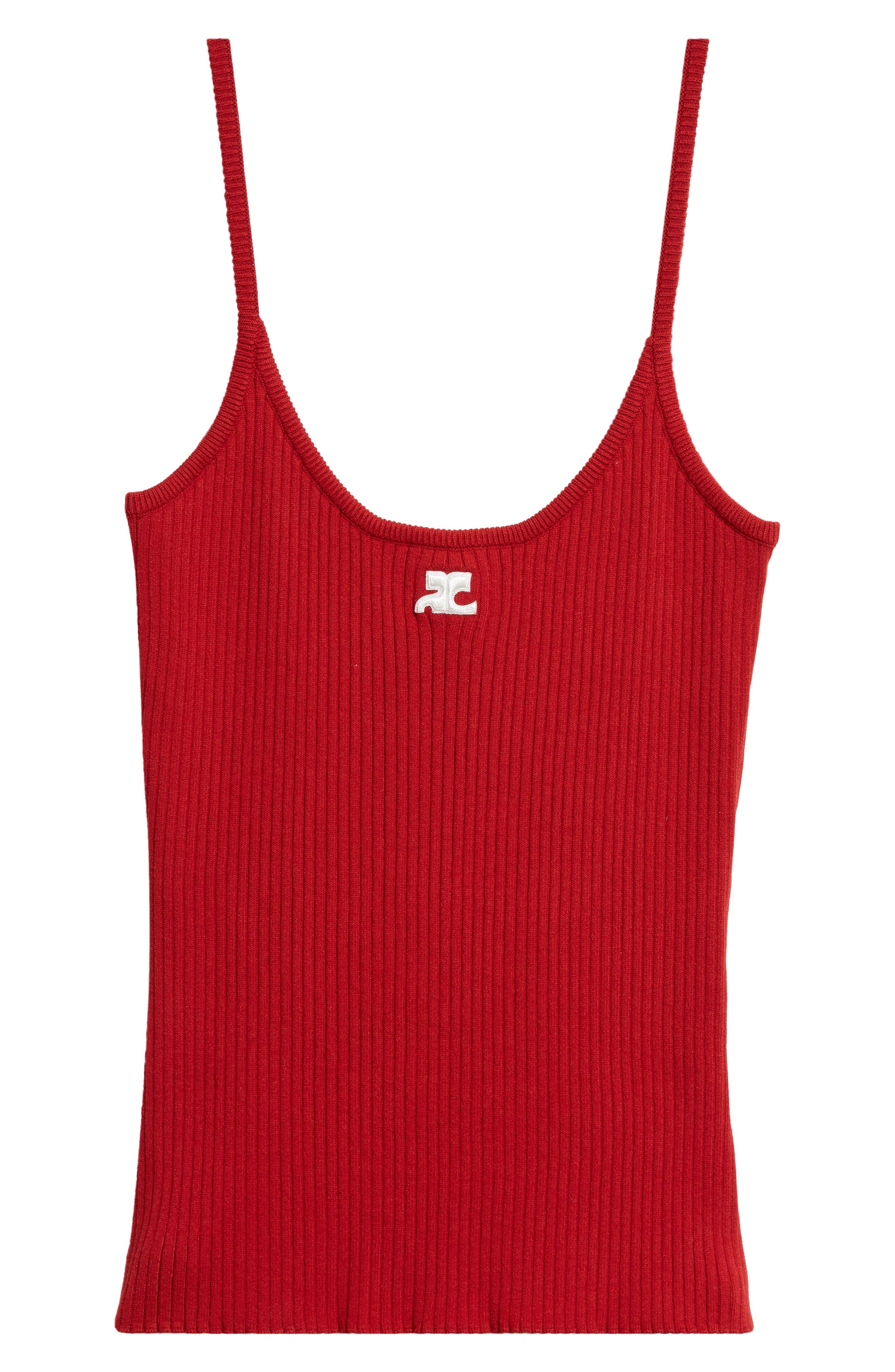 Courrèges Logo Rib Tank Top in Red at Nordstrom - 5