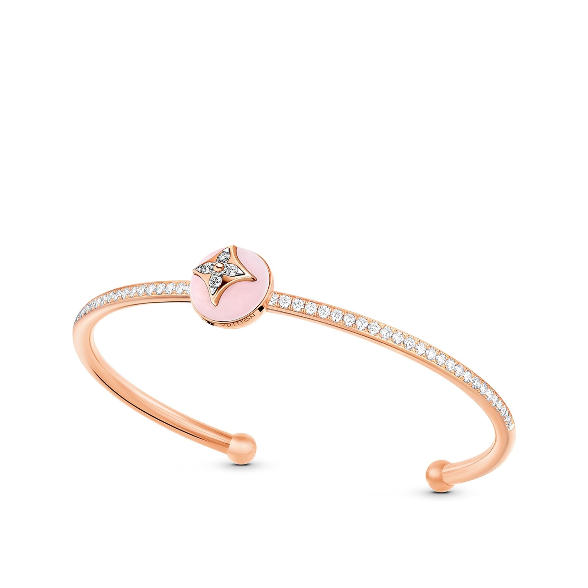 B Blossom Open Bangle, Pink Gold, White Gold, Pink Opal And Diamonds - 4
