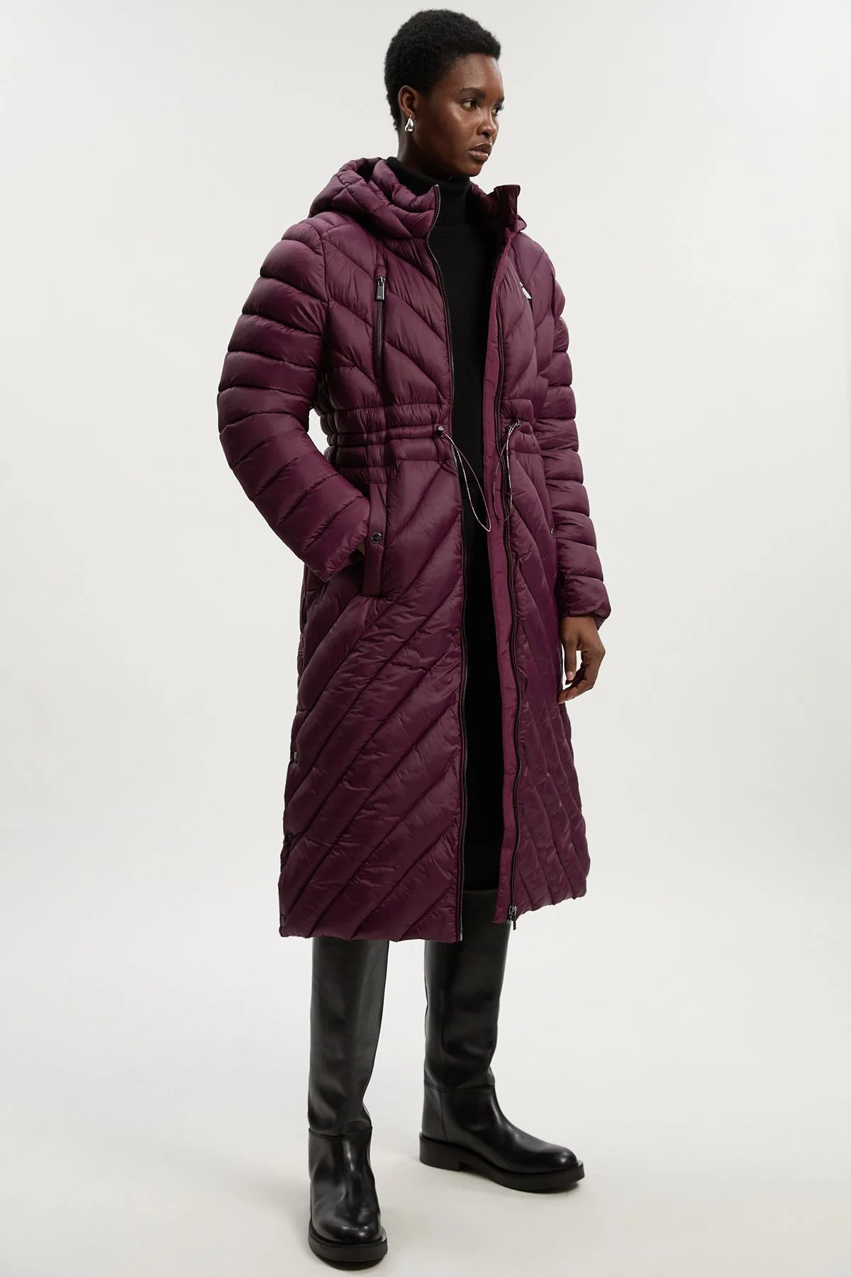 Petite Lightweight Knee Length Packable Coat - 1