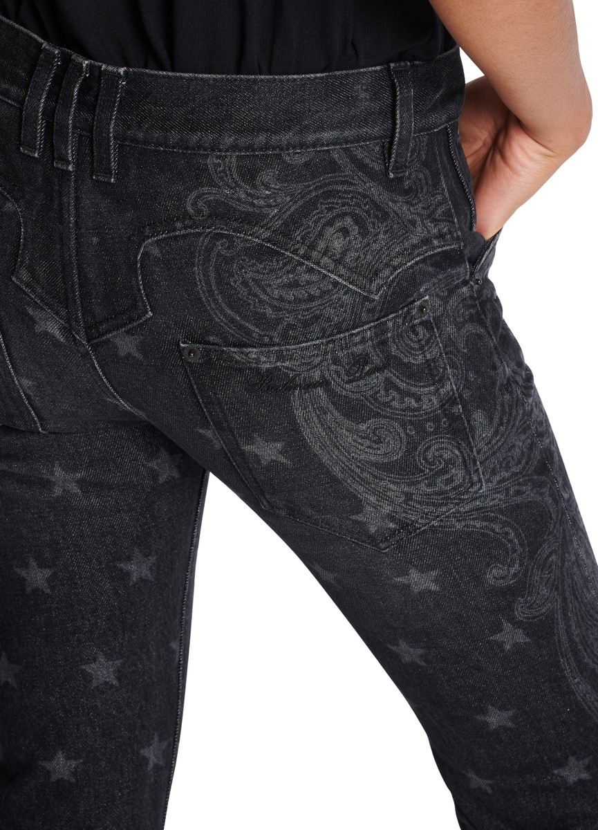 Stars and Paisley Print Denim Jeans - 4