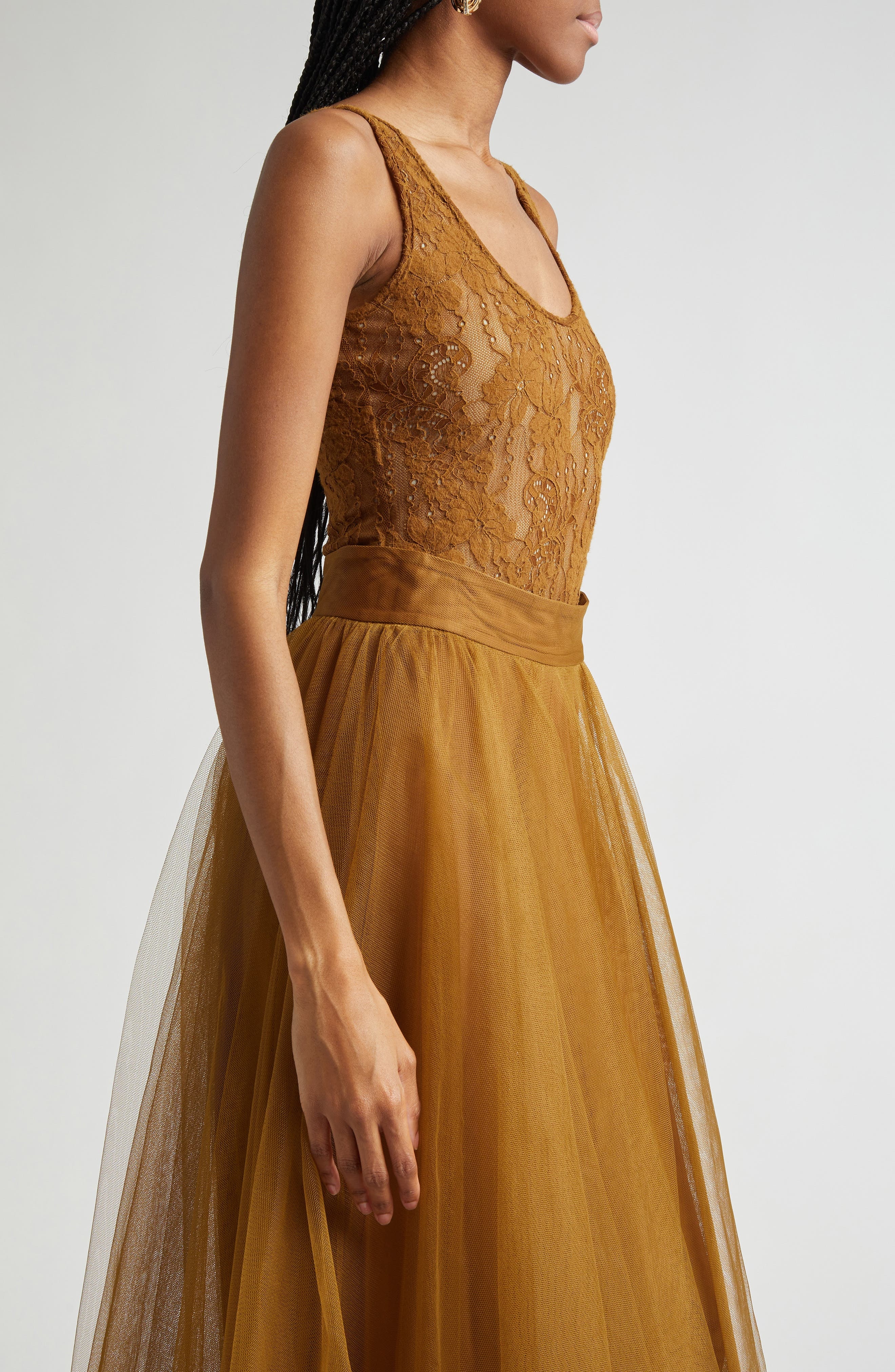 Zimmermann Scoop Neck Lace Bodysuit in Hazelnut at Nordstrom - 4