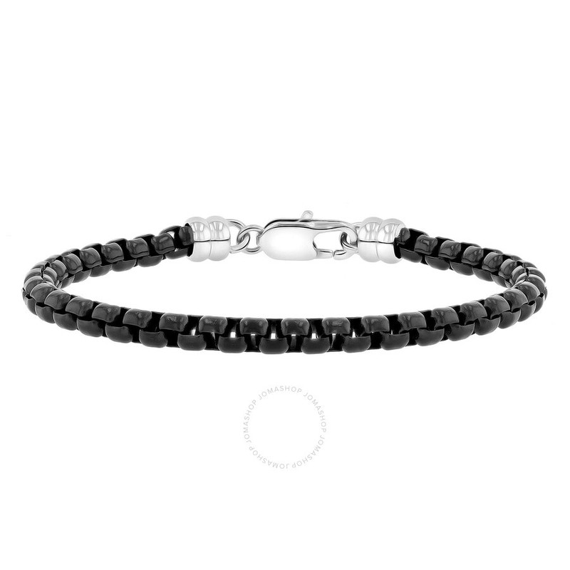 Robert Alton Stainless Steel Black Finish Box Link Chain Bracelet - 1