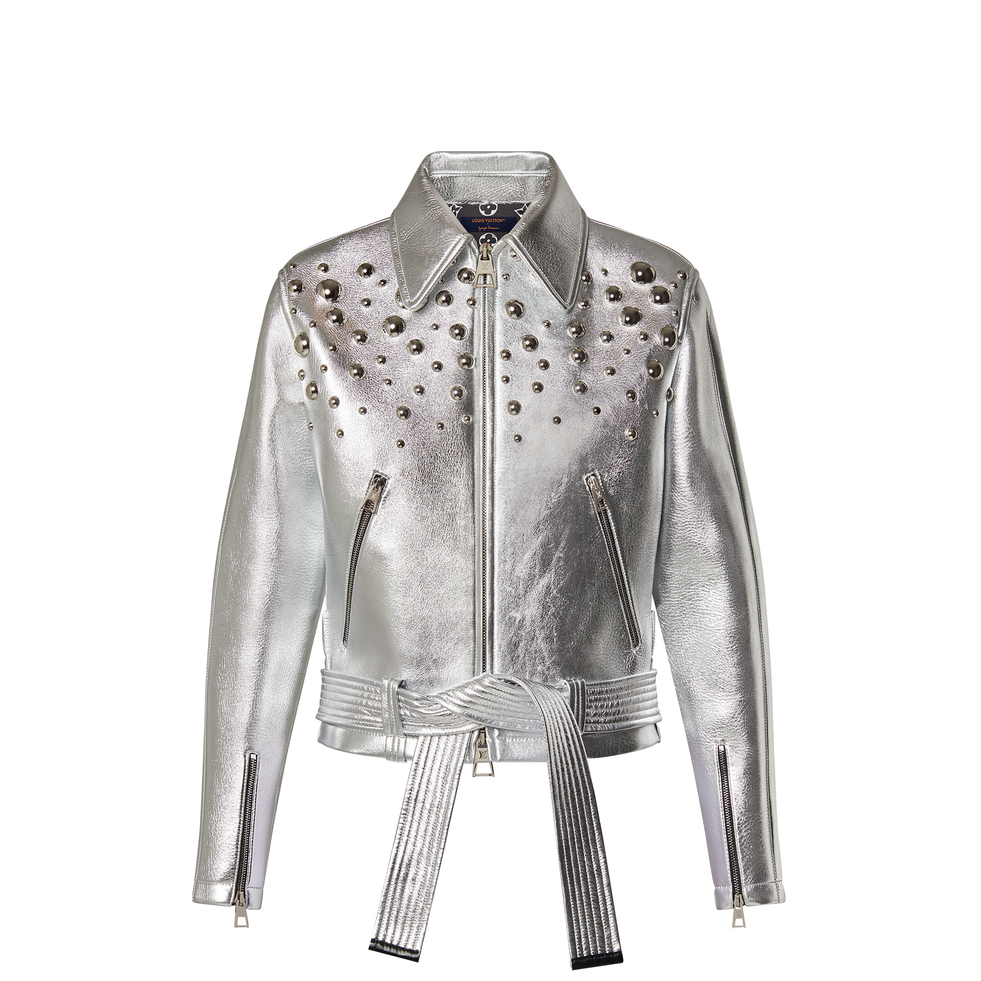 LV x YK Metal Studs Metallized Leather Jacket - 1