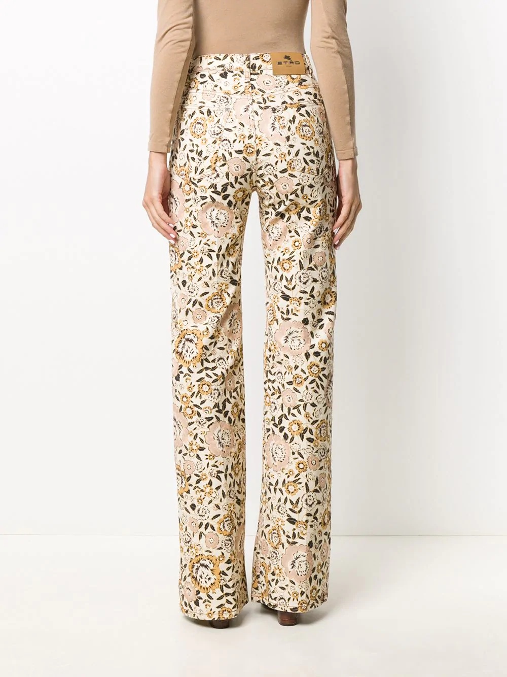 floral print flare jeans - 4