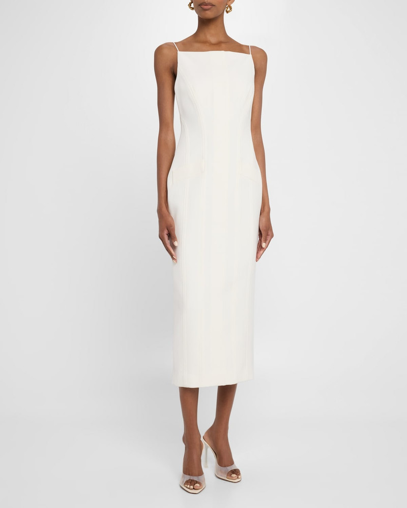 ROLAND MOURET High-Neck Crepe Tailored Midi Dress outlook