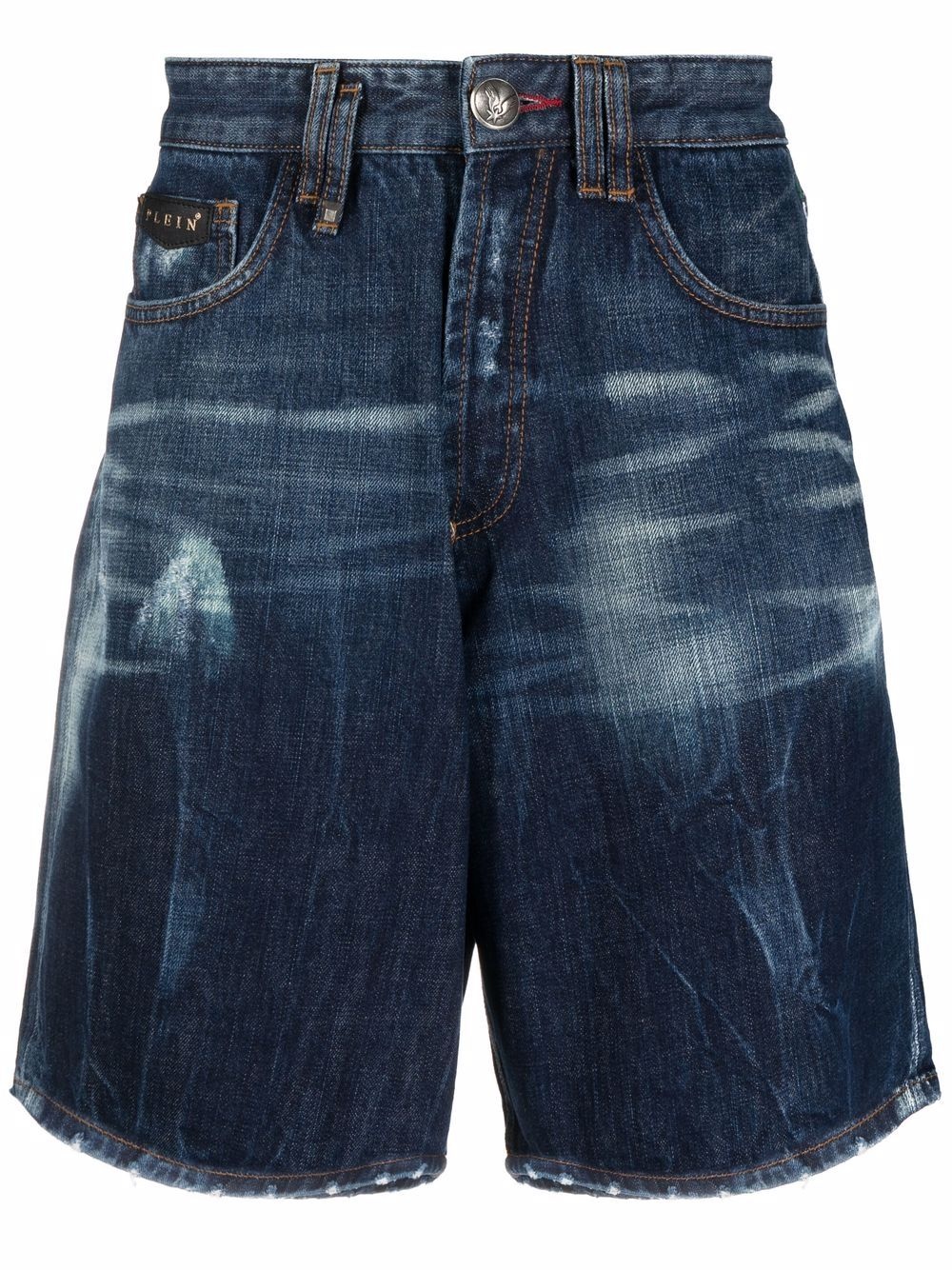 distressed-effect denim shorts - 1