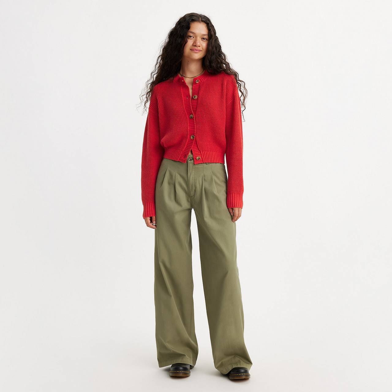 PLEATED WIDE LEG WOMEN'S TROUSER PANTS - 2
