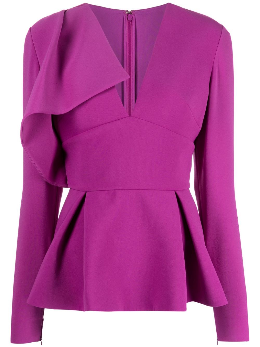 draped silk peplum top - 1