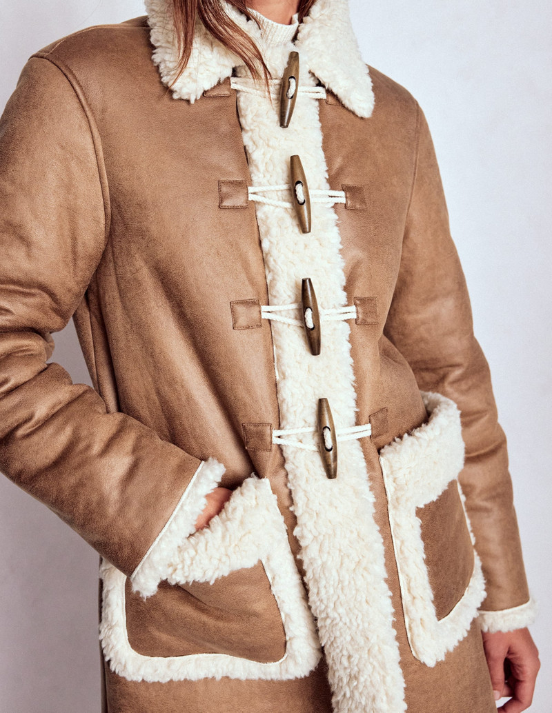 Borg Duffle Coat-Camel, Natural Borg 3