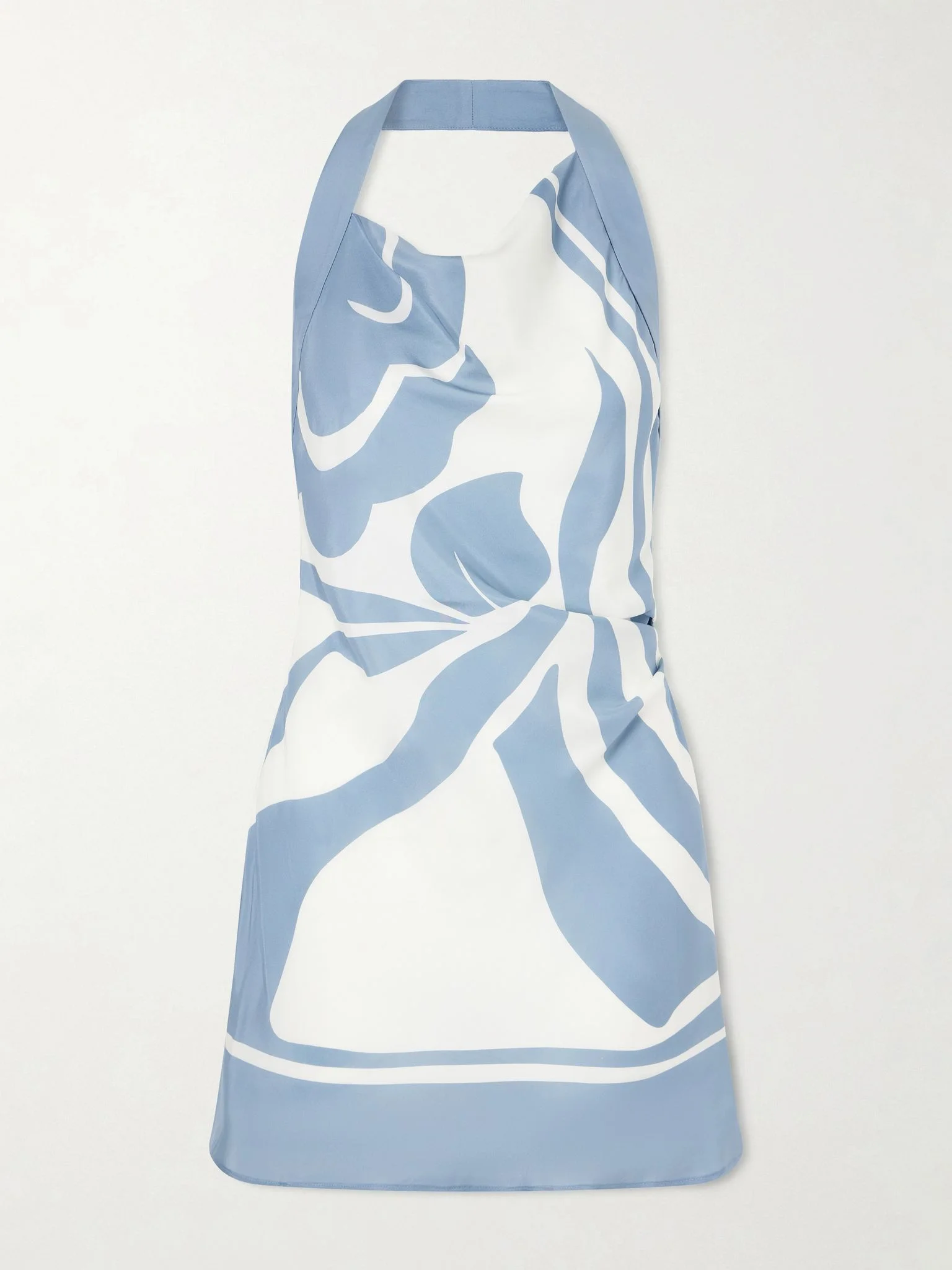 Lilou printed silk-satin halterneck mini dress Blue - 1