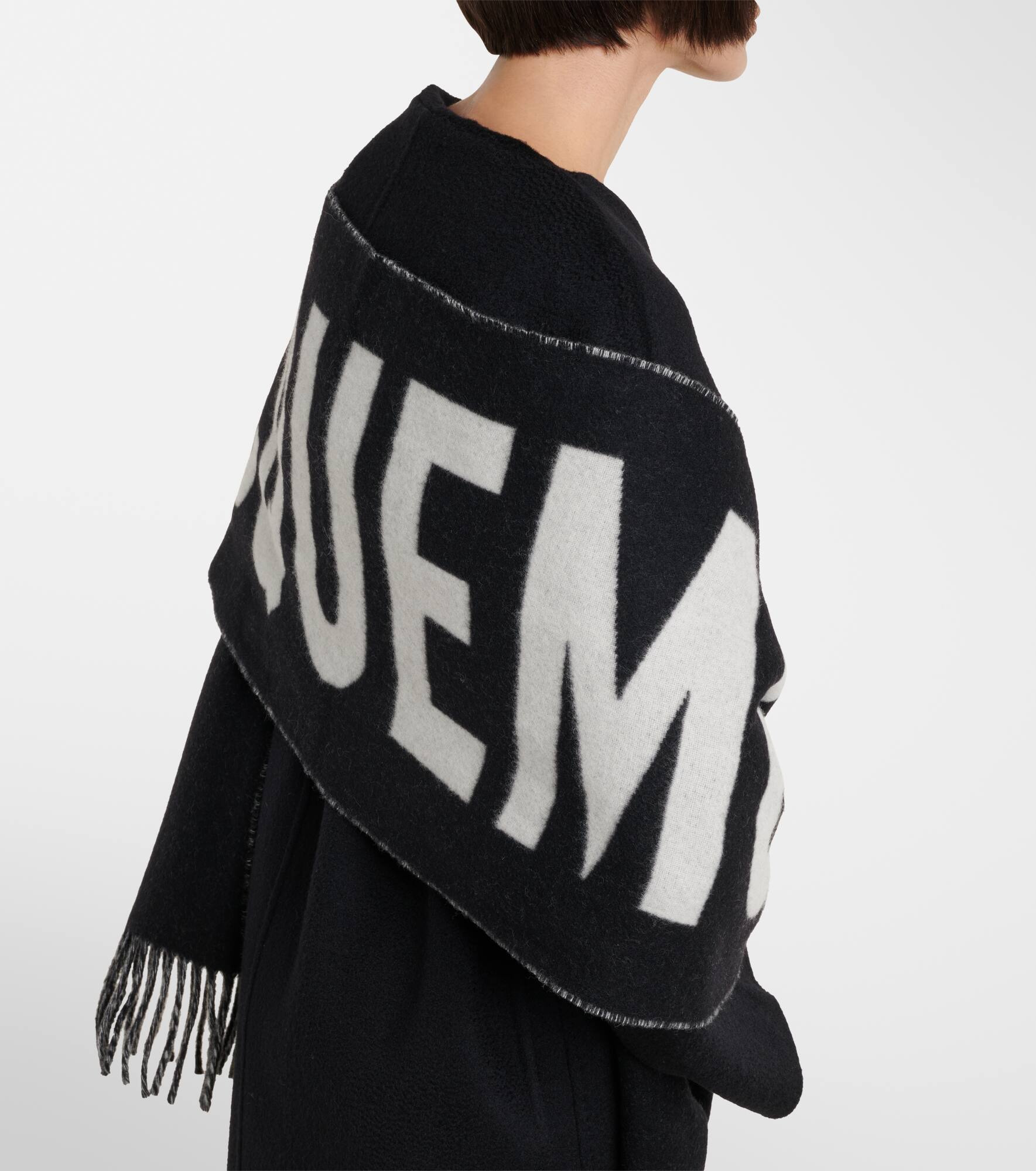 Jacquard logo virgin wool scarf - 3