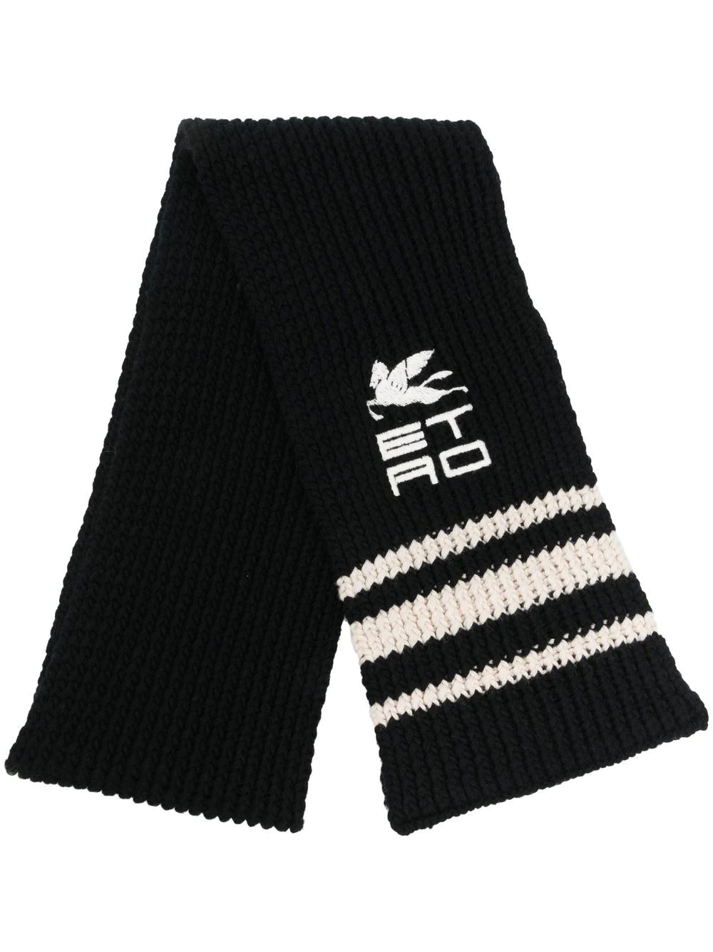 logo-embroidered chunky-knit scarf - 1