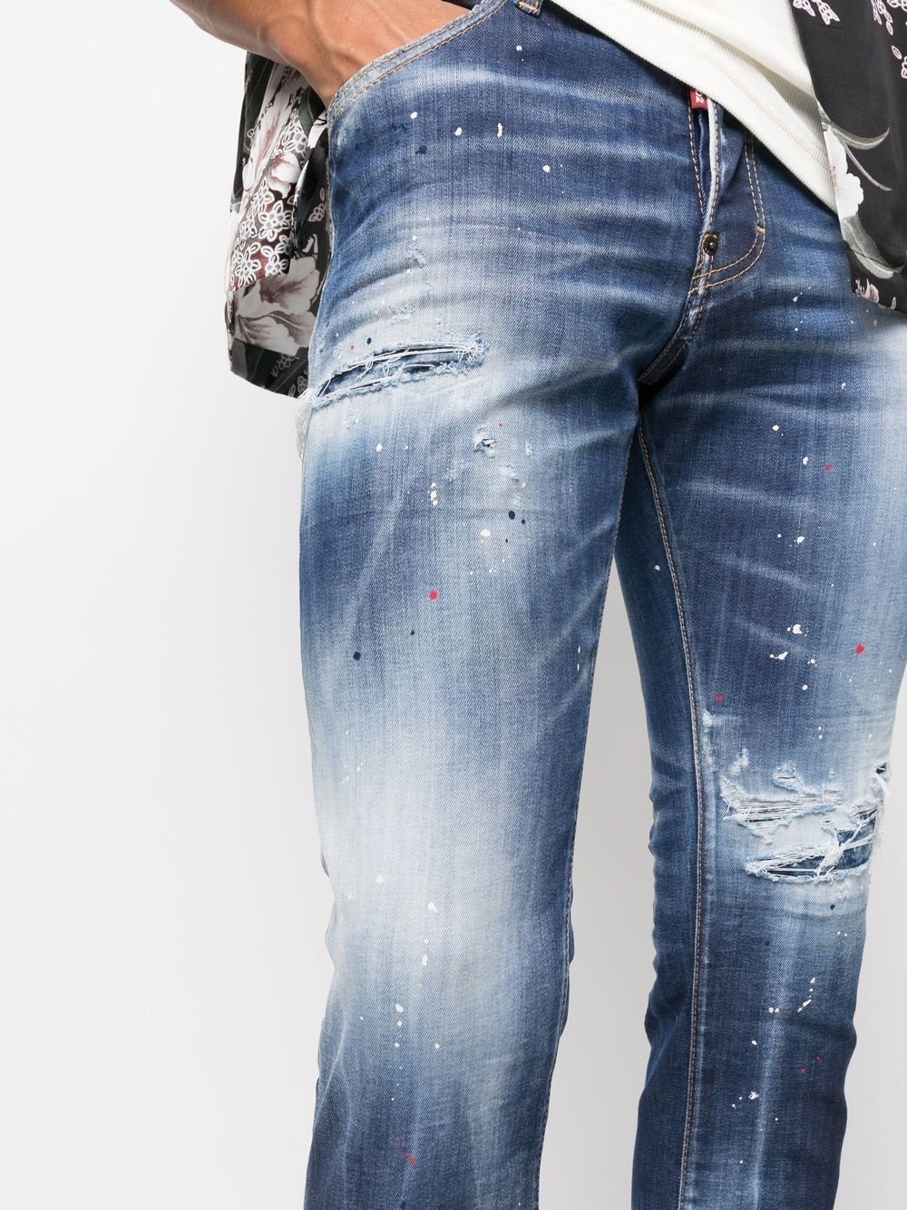 distressed slim-cut jeans - 5