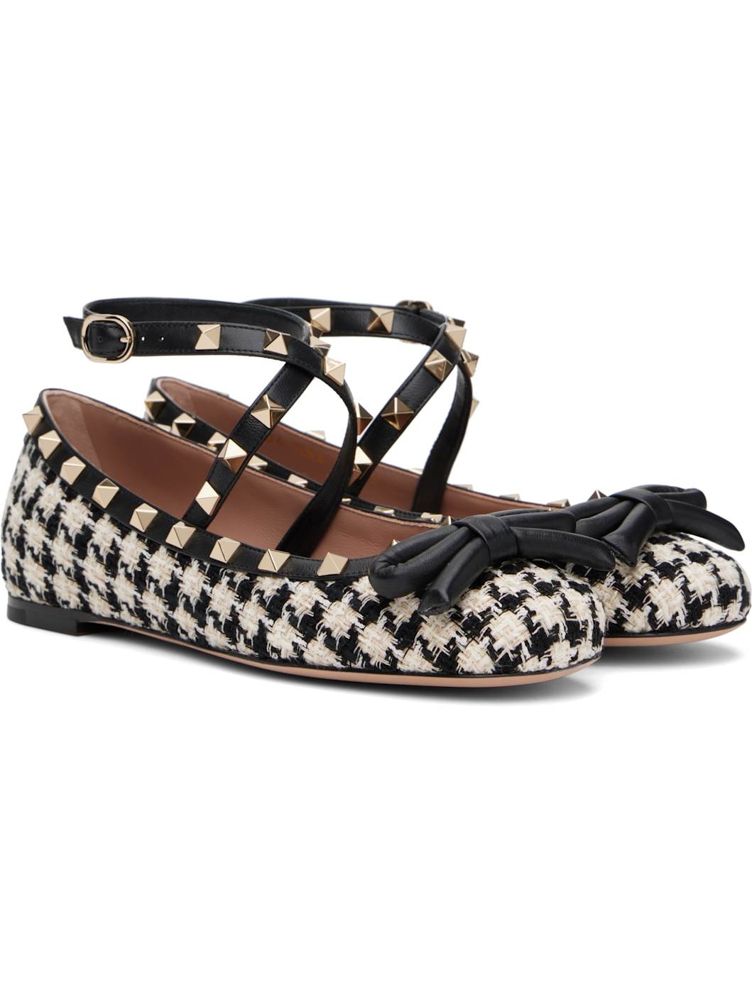 Black & Off-White Rockstud Ballerina Flats - 4