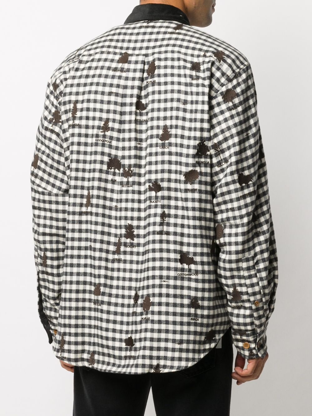 gingham shirt with all-over tree embroidery - 4