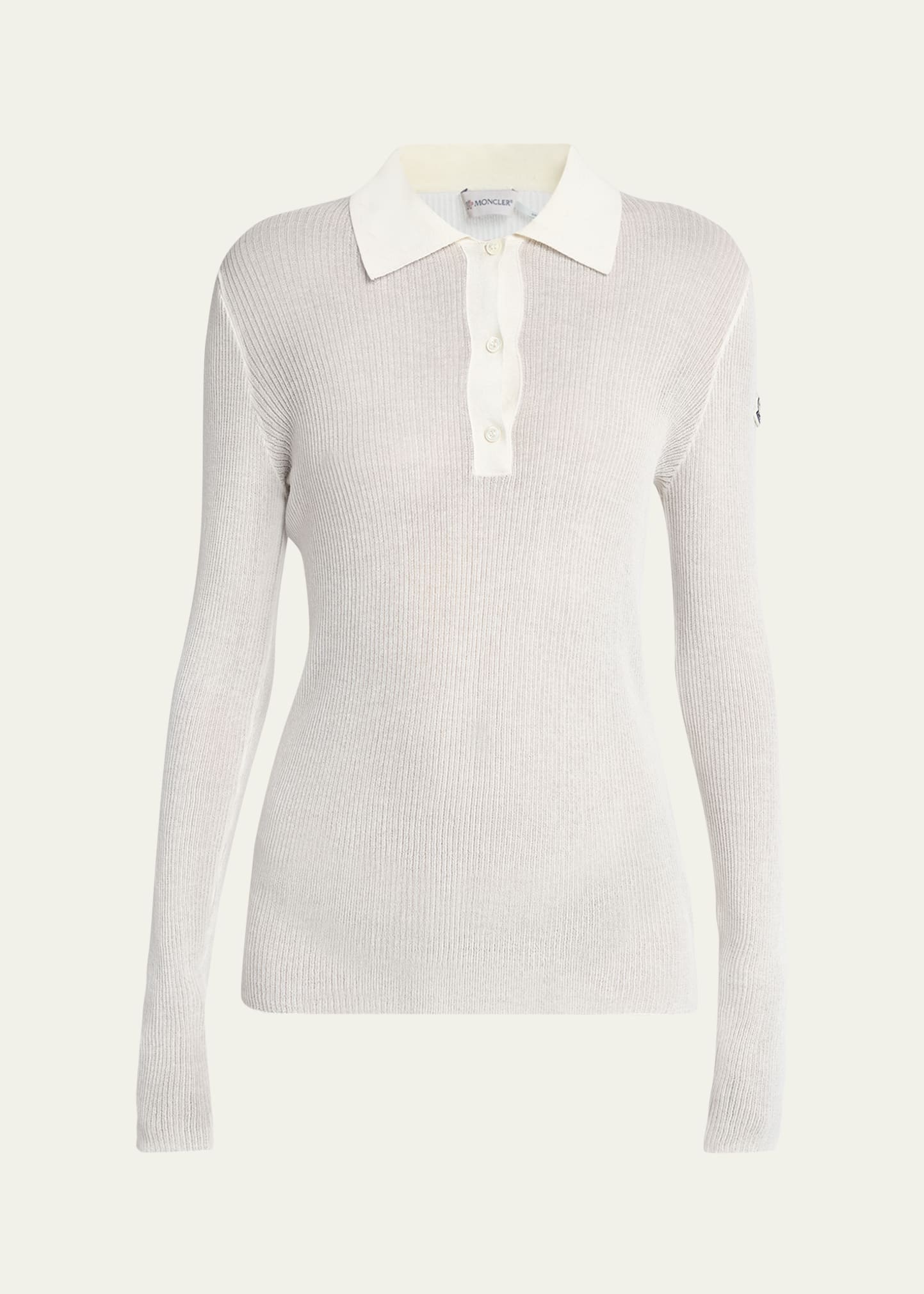 Long-Sleeve Ribbed Polo Shirt - 1