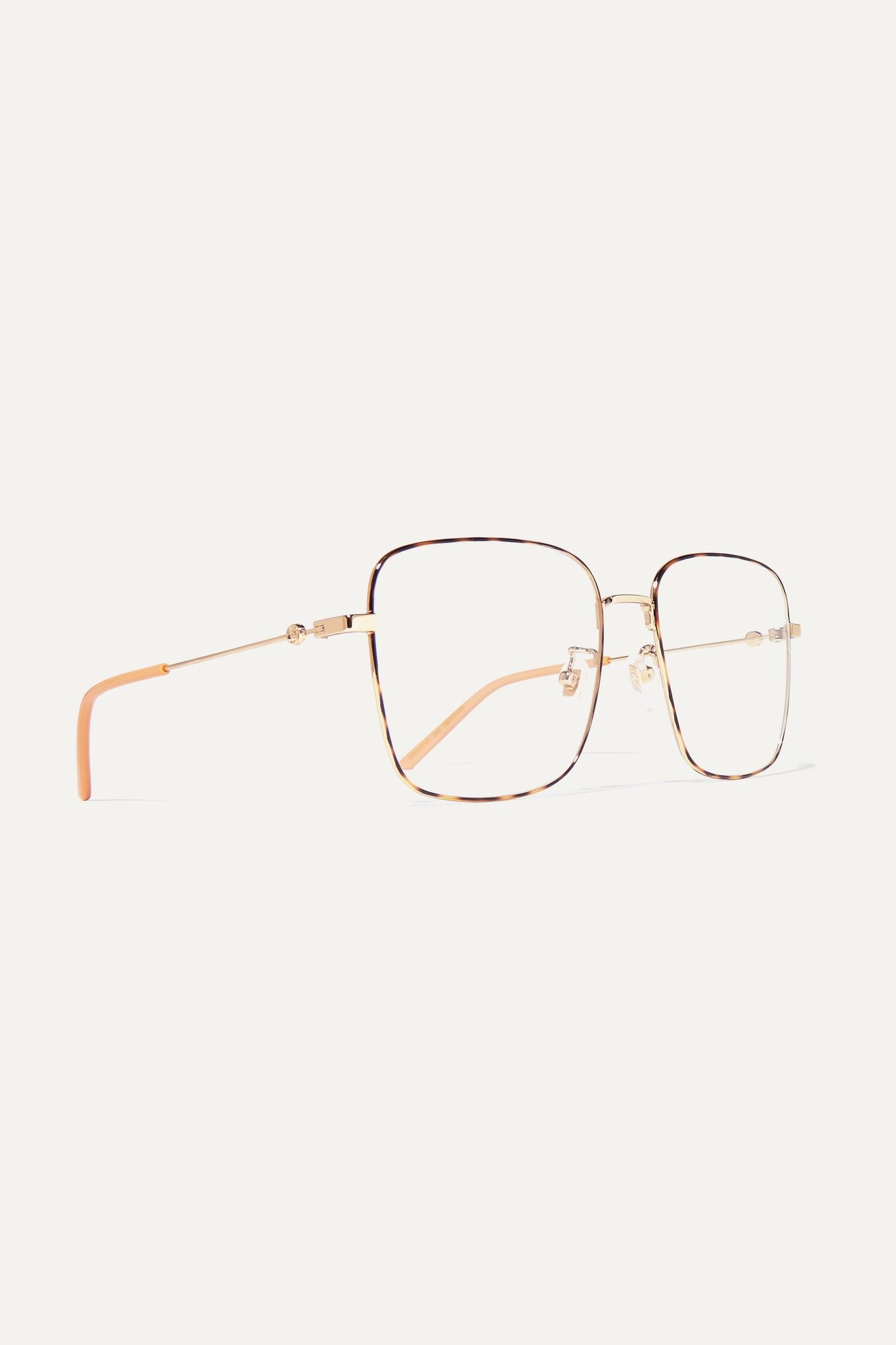 Square-frame gold-tone and tortoiseshell acetate optical glasses - 3