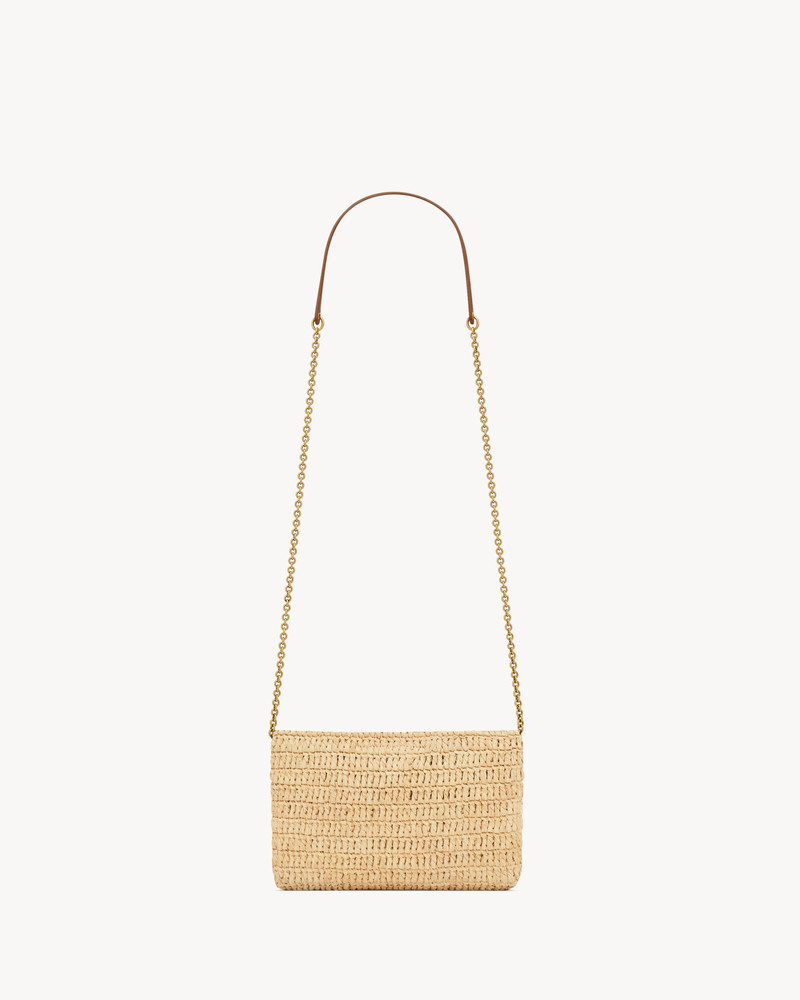 SAINT LAURENT CASSANDRE CHAIN POUCH IN RAFFIA outlook