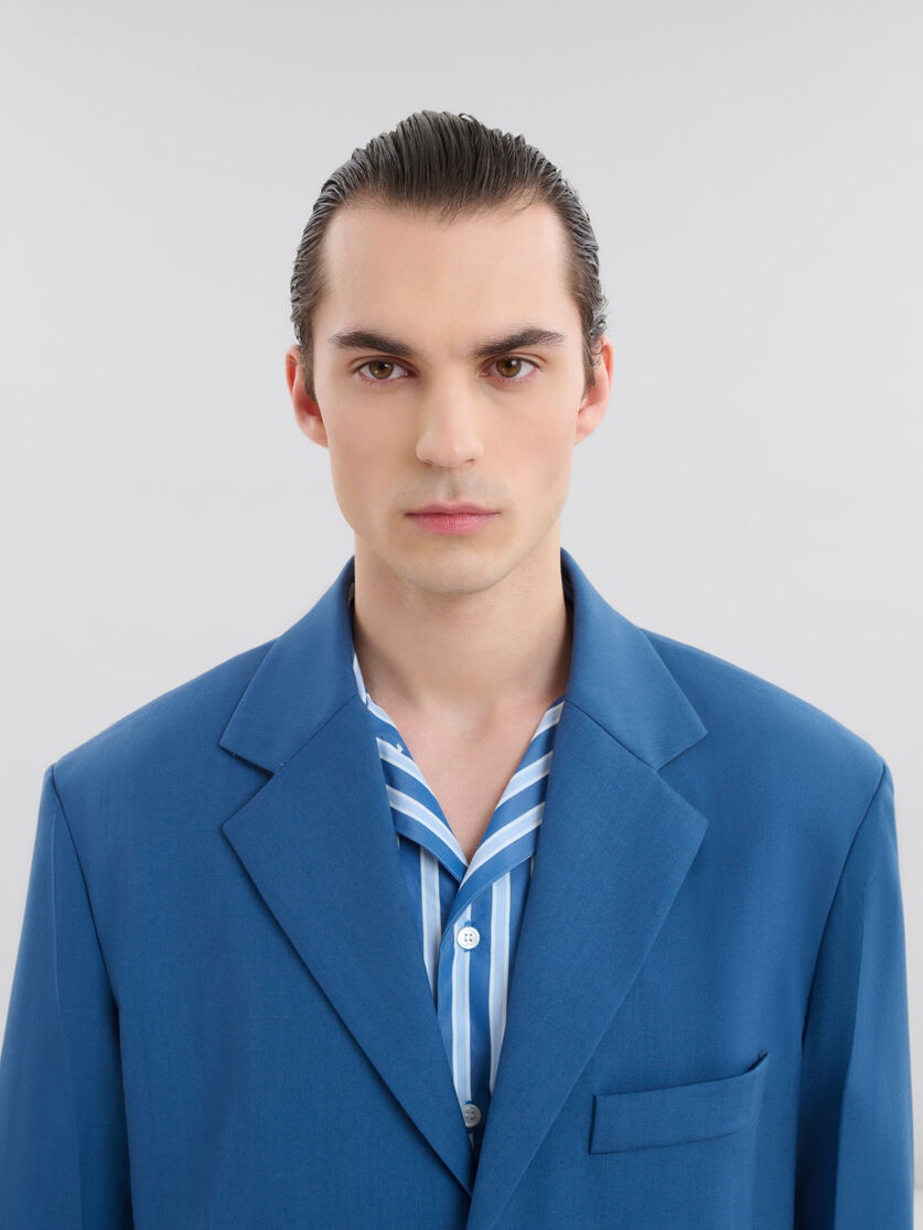BLUE WOOL-MOHAIR BLAZER WITH MARNI MENDING - 4