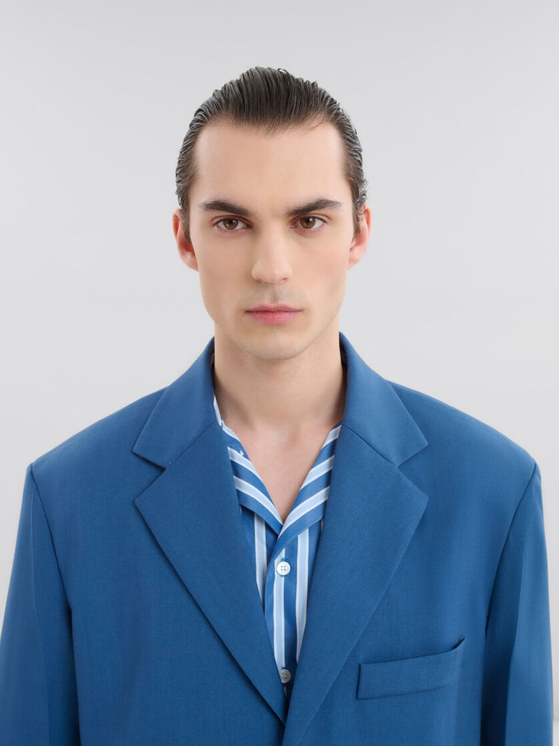BLUE WOOL-MOHAIR BLAZER WITH MARNI MENDING 4