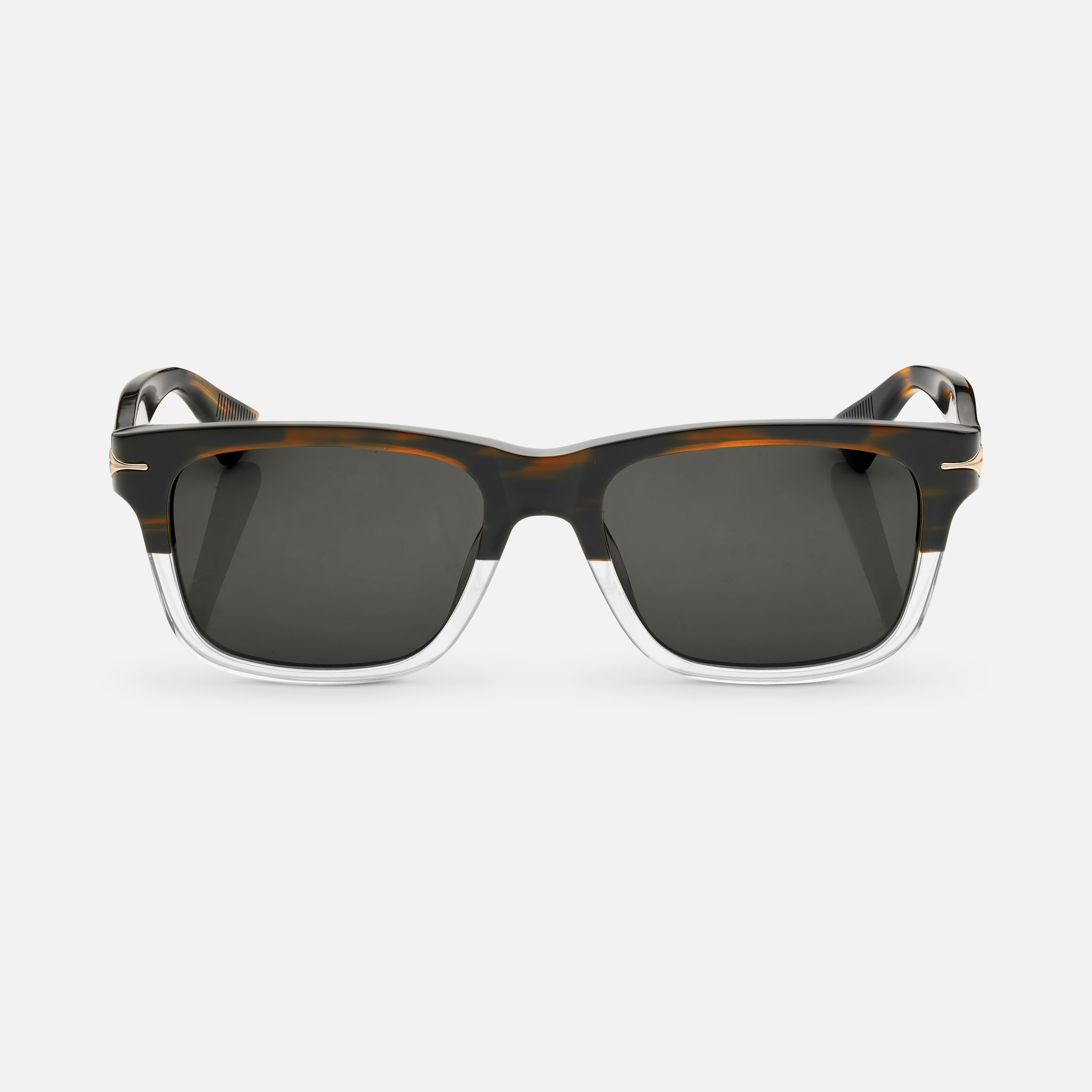 Rectangular Sunglasses with Bicolor Transparent and Havana Colored Acetate Frame - 1