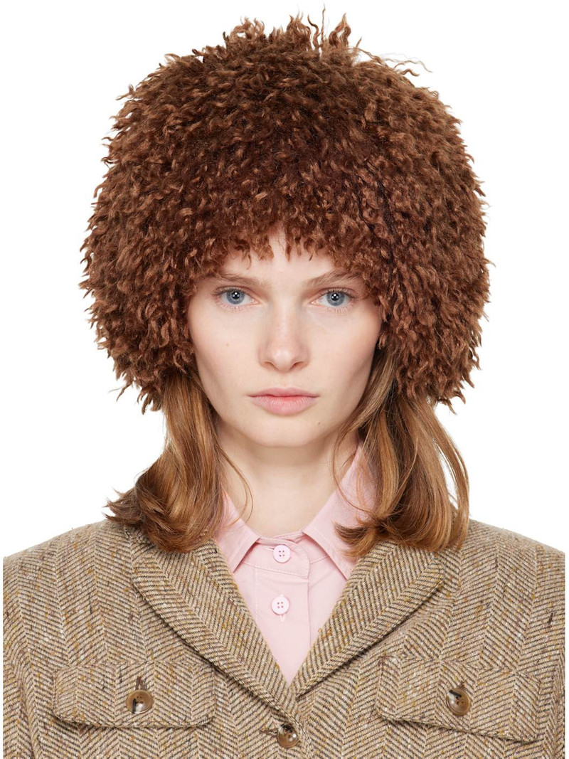 SSENSE Exclusive Brown Faux Fur Beanie 1