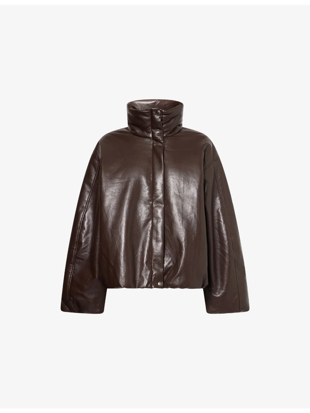 Cyrus Funnel-Neck Leather-Blend Jacket - 1