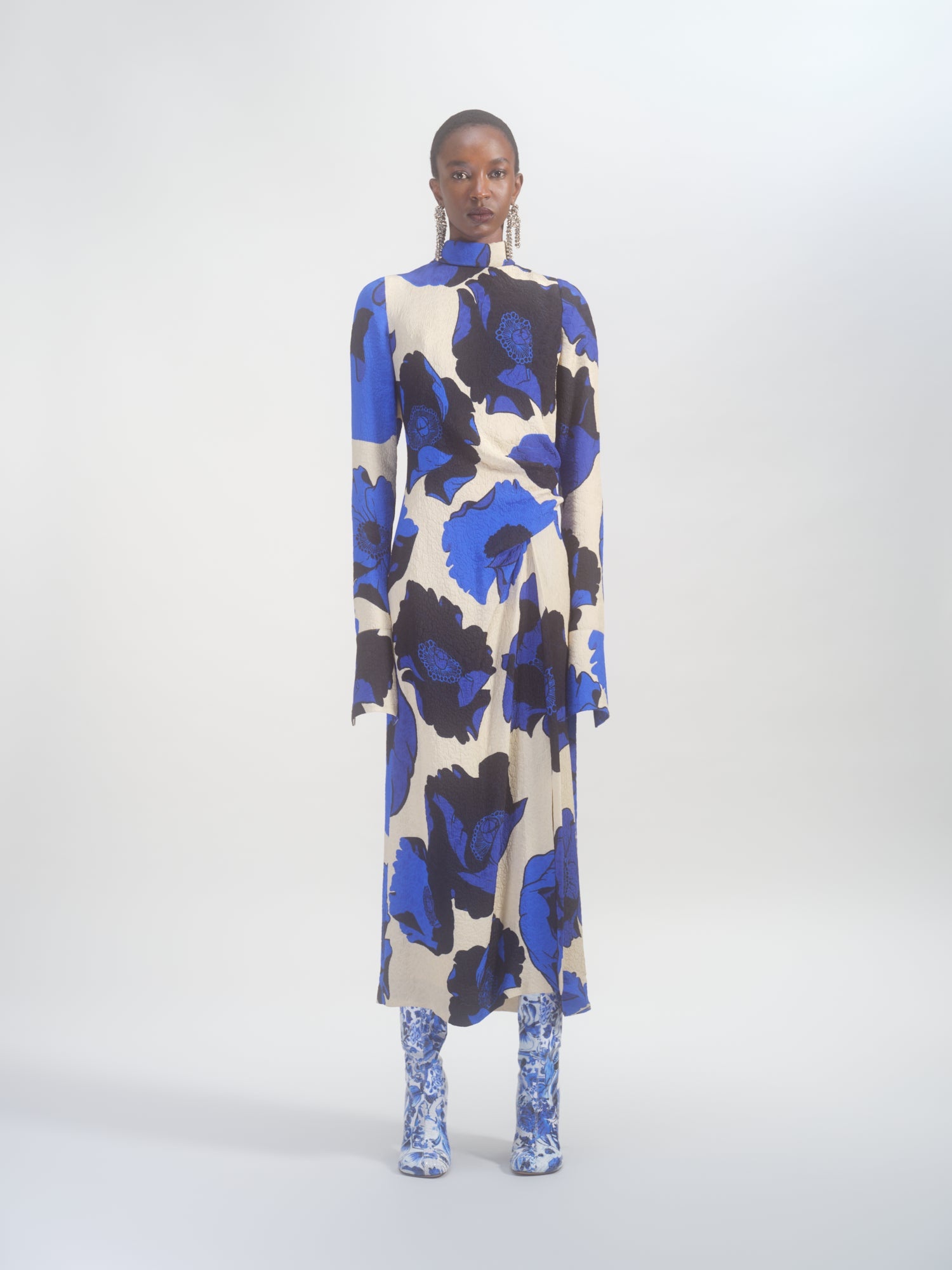 FLORAL DRAPED DRESS - 2