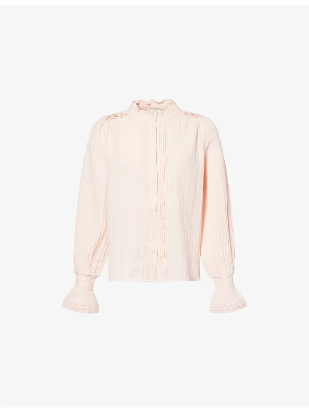 Pleat Summer Cheesecloth Cotton Blouse - 1