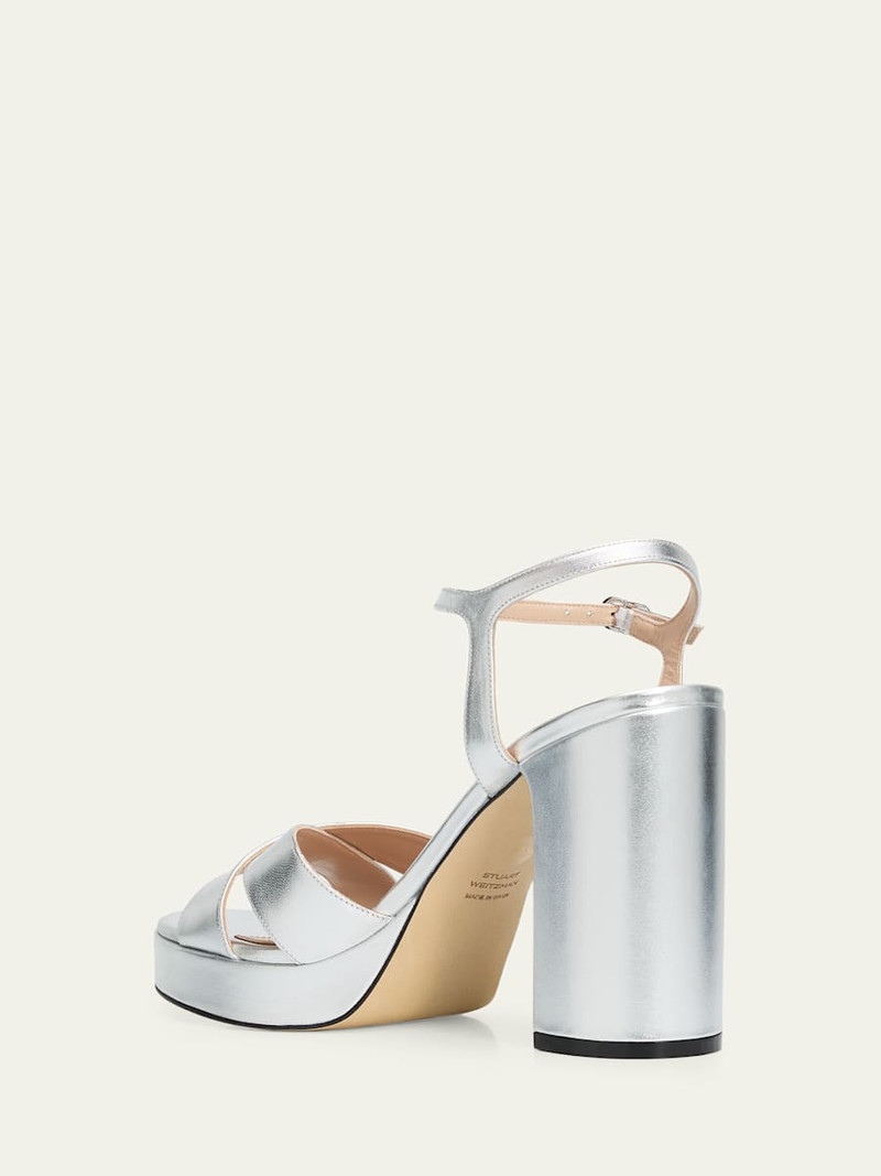 Stuart Weitzman Dayna Metallic Crisscross Platform Sandals outlook